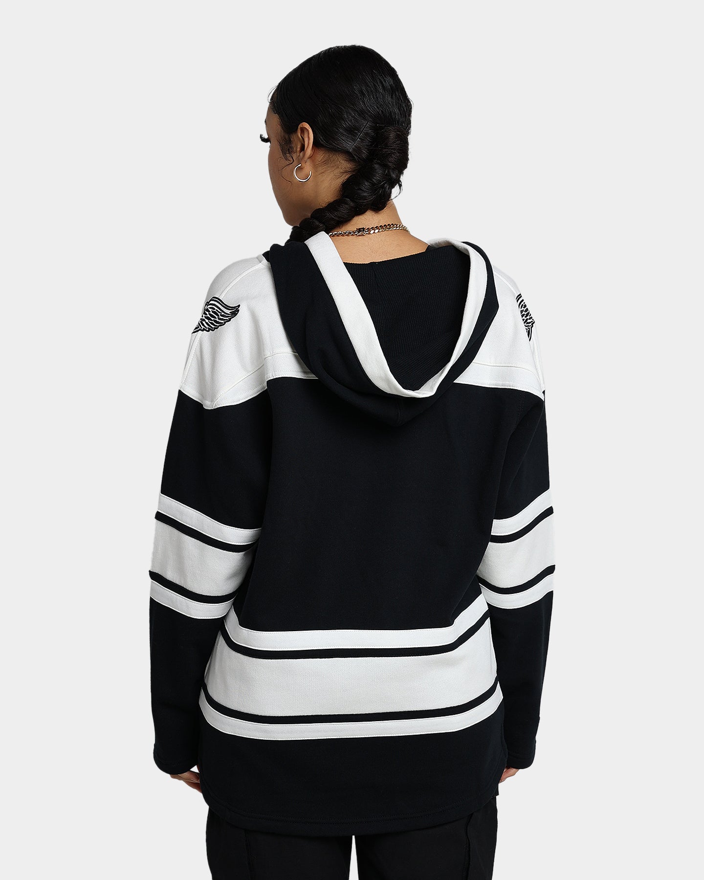 47 Brand Detroit Red Wings Superior Lacer Hoodie - Men's Premium Pullover Sweatshirt - Jet Black - Perfect for Game Day & Casual Wear