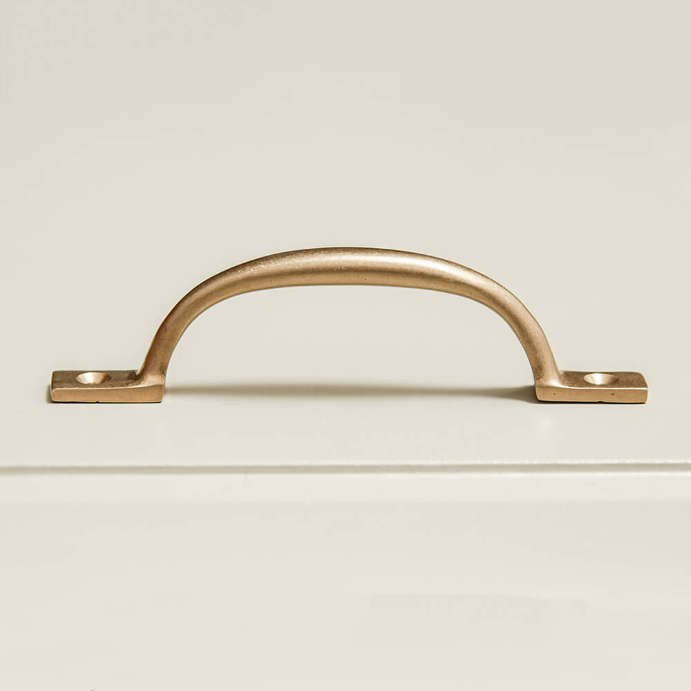 Vintage Aged Brass 'D' Shaped Cabinet Pull Handle - Antique Style Drawer Handle for Kitchen Cabinets, Dressers & Furniture (Set of 10) - Perfect for Home Renovation & DIY Projects