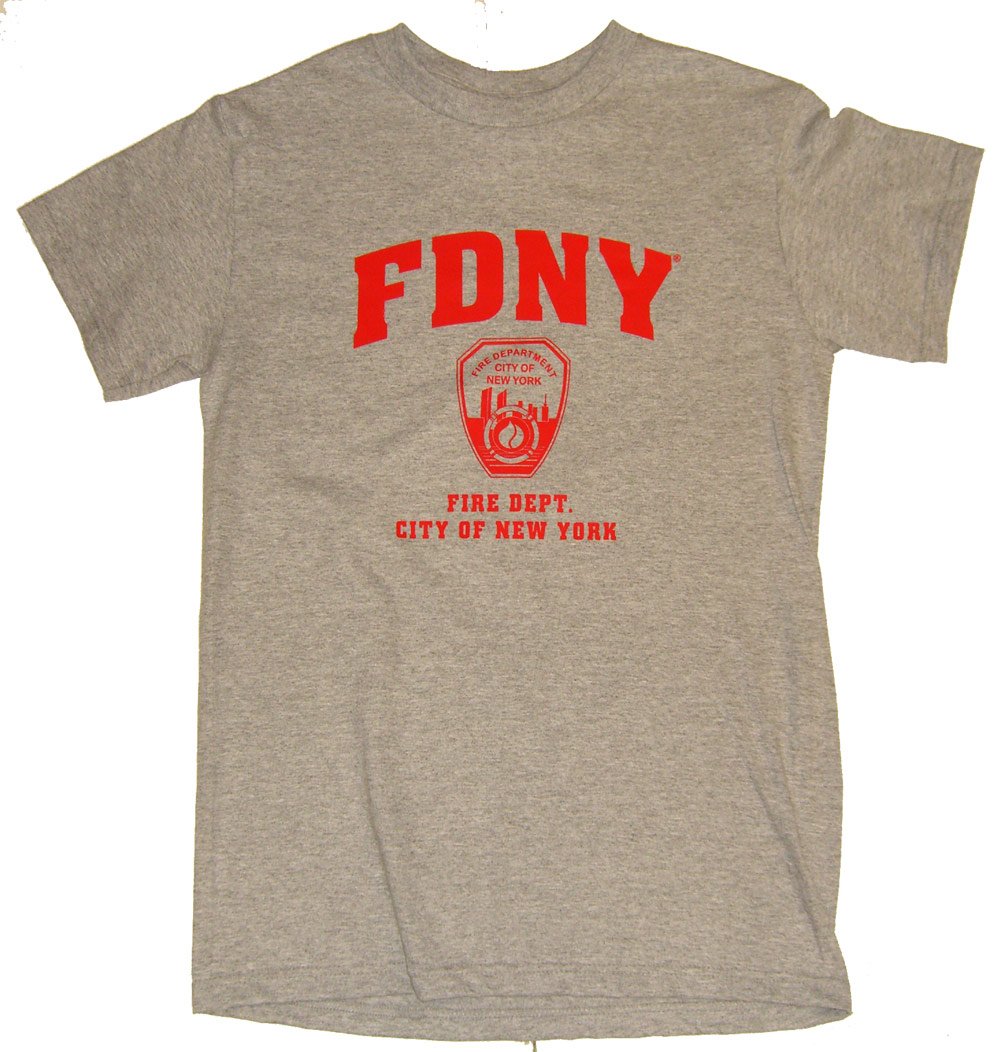 FDNY Full Chest Ash/Red T-Shirt - Comfortable Cotton Tee for Firefighters & First Responders - Perfect for Work, Casual Wear & Everyday Use