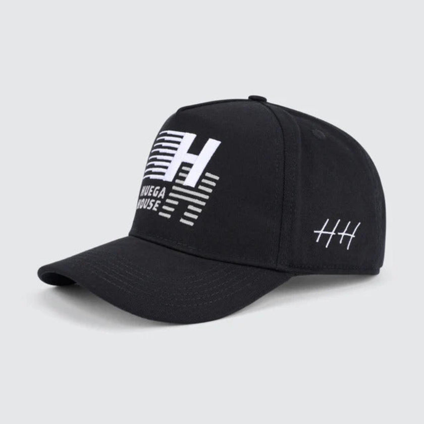 Huega House Legacy Snapback Hat - Black | Adjustable Dad Hat for Men & Women | Perfect for Casual Wear, Sports & Outdoor Activities