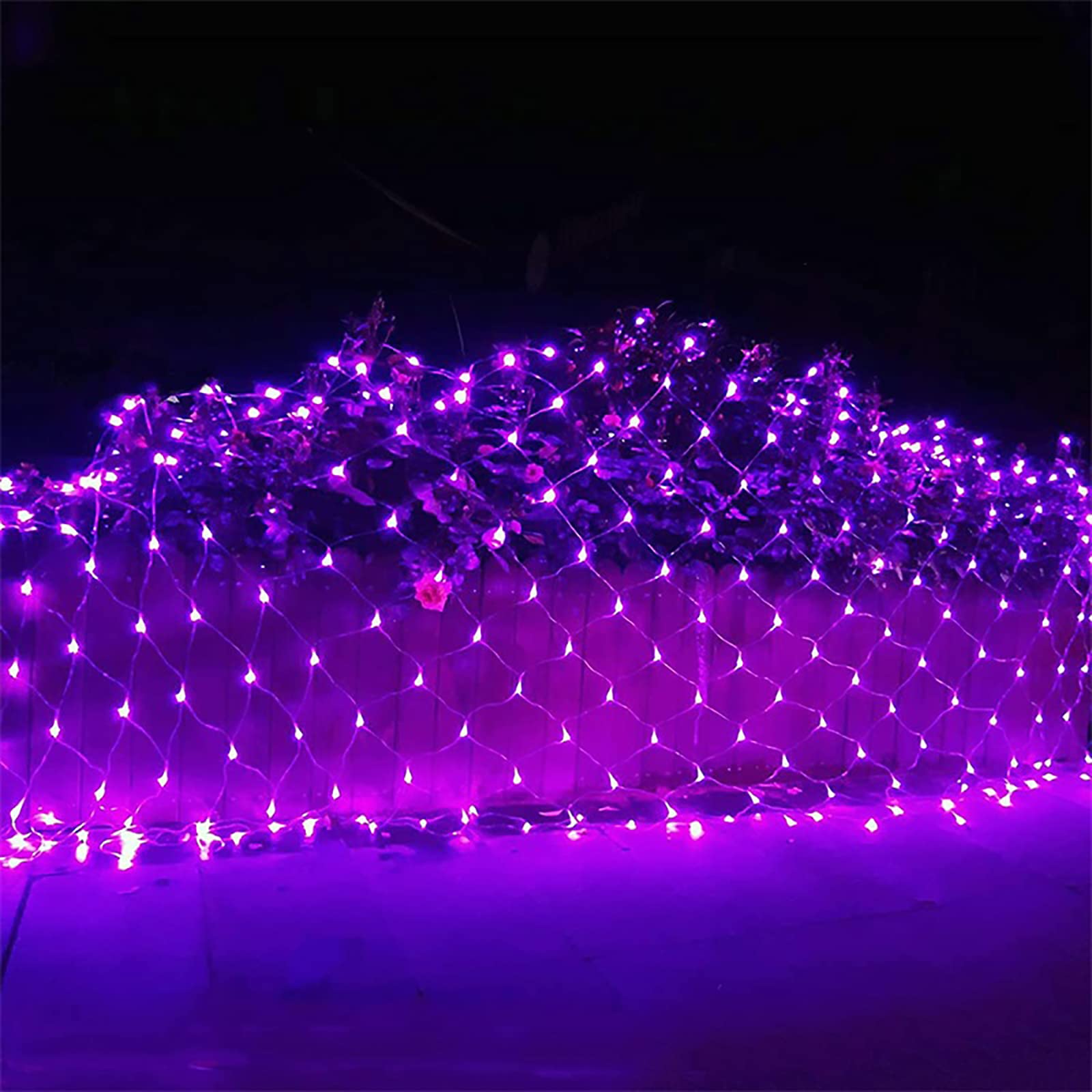 Outdoor Christmas Net Lights - 96 LED Waterproof Connectable Mesh String Lights for Xmas Trees, New Year Bushes, Party & Wedding Decor (1.5m x 1.5m, 8 Lighting Modes, Purple) - Perfect for Holiday Yard Decorations, Garden Lighting, and Indoor Festive Atmosphere