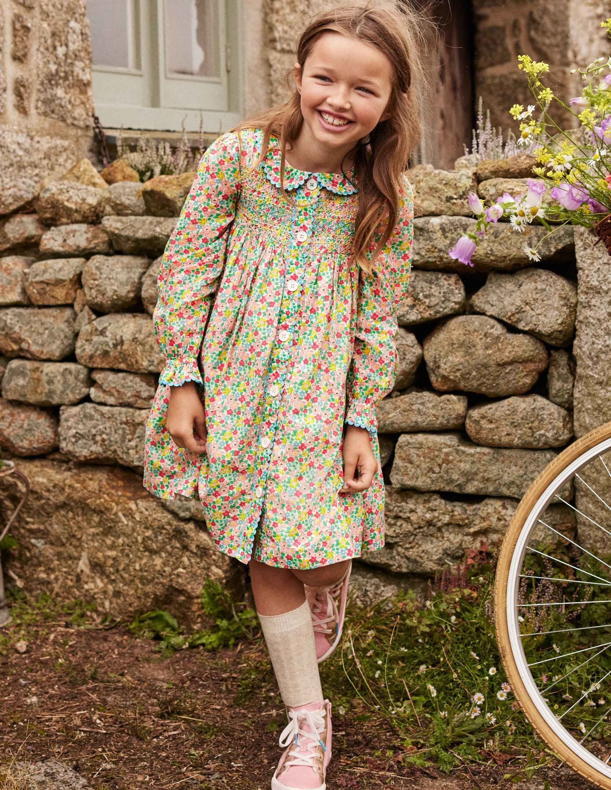 Button Through Smocked Dress - Floral Print Spring Dress for Women | Perfect for Garden Parties, Brunch & Summer Outings