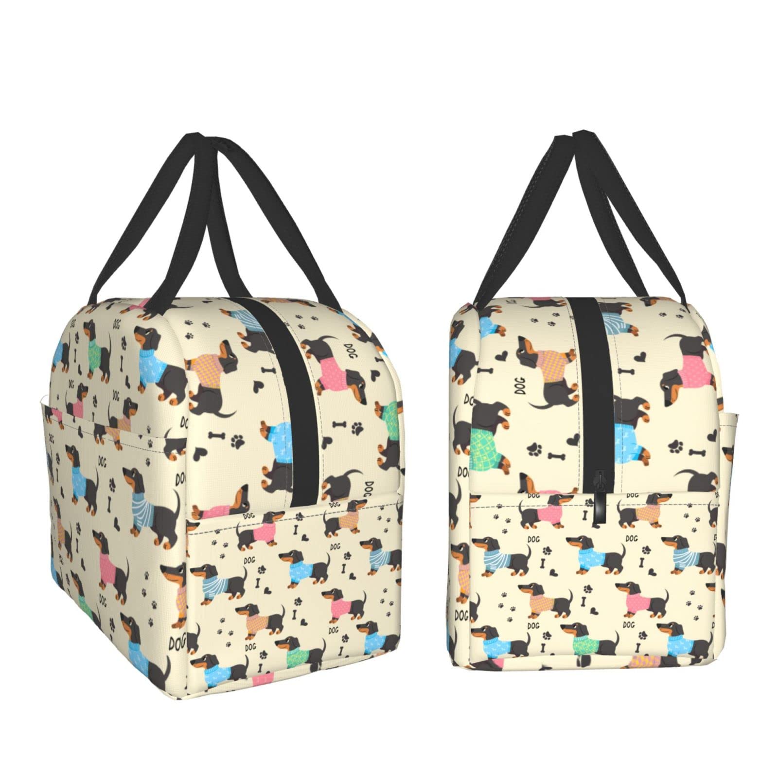 Insulated Dachshund Lunch Box for Women & Men - Reusable Washable Cooler Tote Bag for Office, Work, Picnic & Beach - Lightweight Meal Prep Container for Daily Use & Outdoor Activities