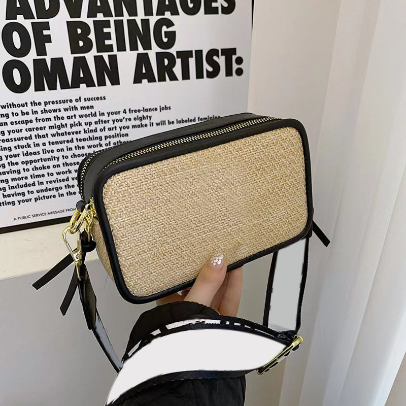 Straw Camera Bag - Eco-Friendly & Stylish Crossbody Bag for DSLR & Mirrorless Cameras - Perfect for Travel, Hiking & Outdoor Photography