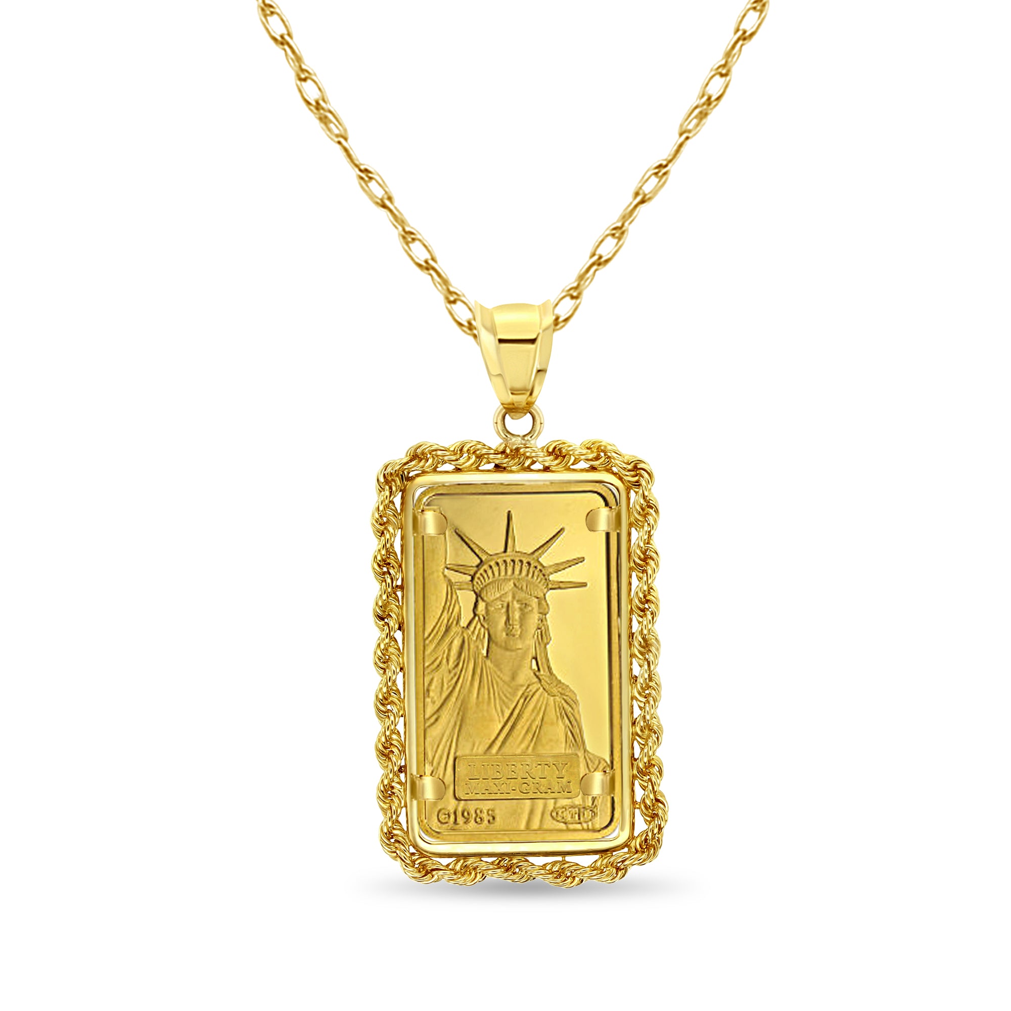 5 Gram Pamp Suisse Gold Bar Rope Bezel Necklace - 24K Pure Gold Pendant for Women, Luxury Jewelry Gift for Her, Perfect for Parties, Weddings & Special Occasions