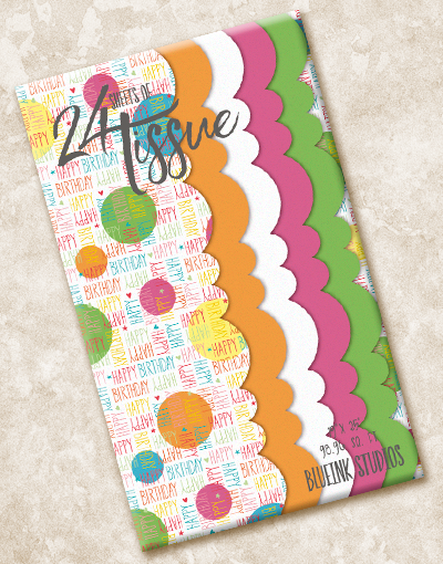 Colorful All Over Birthday Scalloped Tissue Paper - Party Decorations for Birthdays, Baby Showers & Special Events