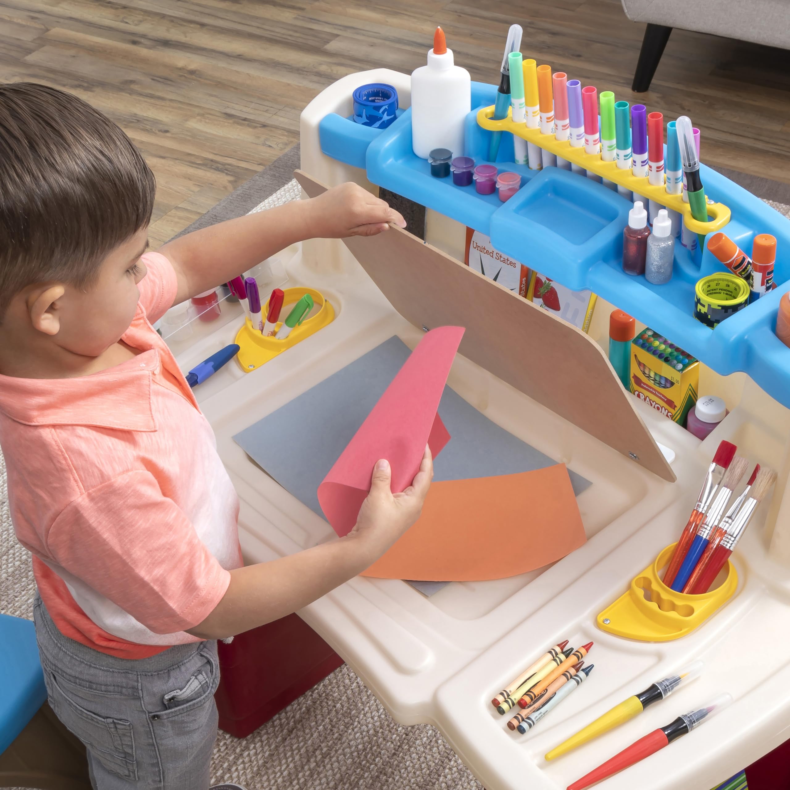 Step2 Deluxe Art Master Desk - Kids Activity Table & Chair Set with Storage, Durable Plastic Arts & Crafts Desk for Toddlers Ages 3+ | Perfect for Drawing, Painting & Creative Play at Home or Preschool