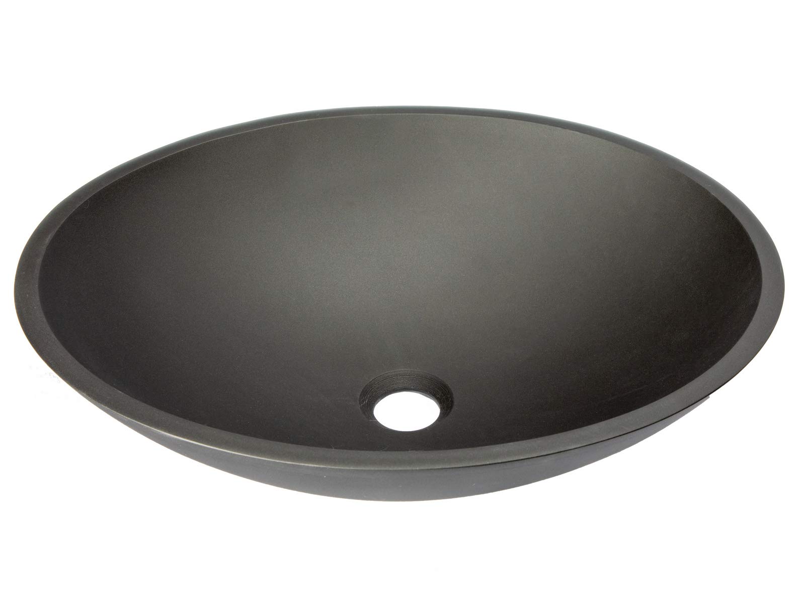 Matte Black Oval Glass Vessel Bathroom Sink - Modern Above Counter Bathroom Vanity Basin for Powder Room, Guest Bath & Master Suite