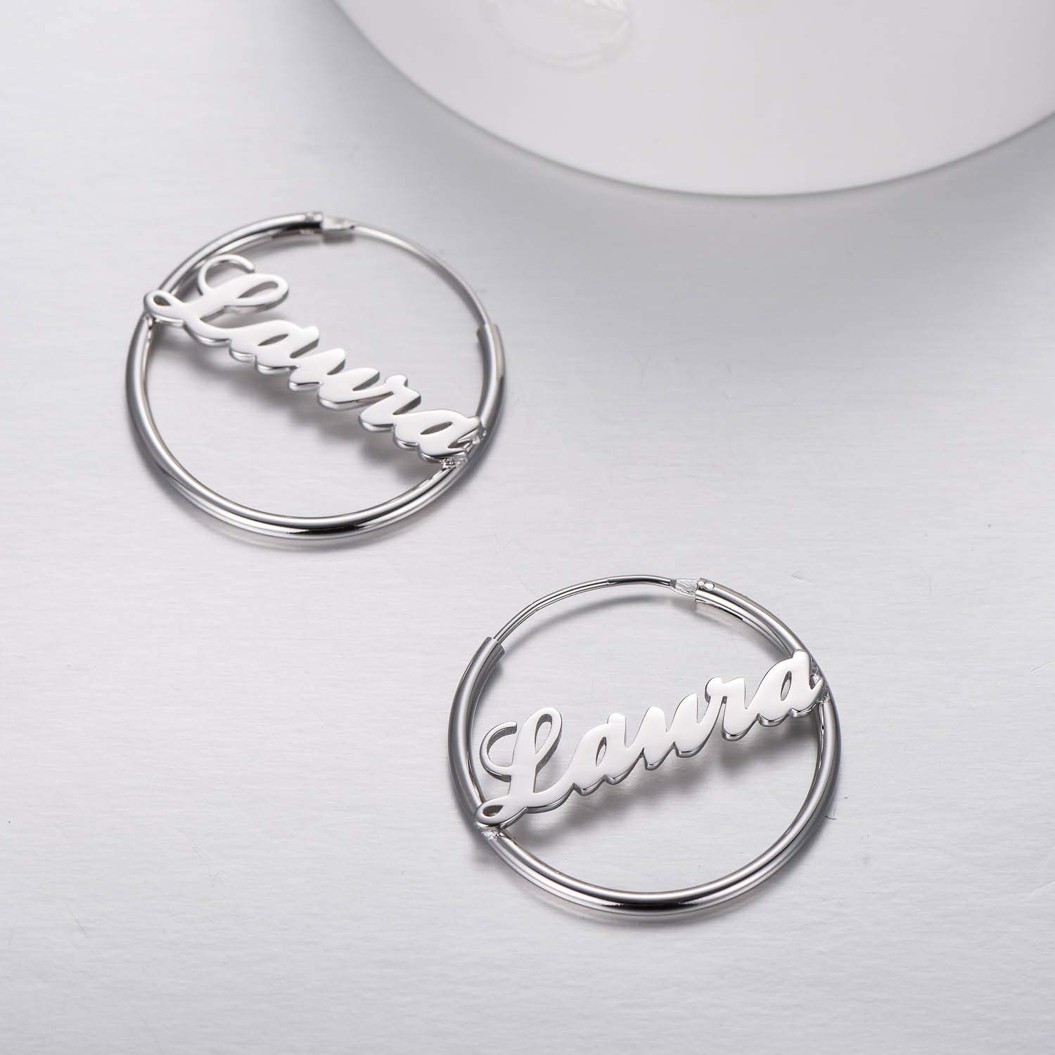 Personalized 925 Sterling Silver Custom Name Hoop Earrings for Women | Unique Engraved Jewelry Gift for Her | Birthday, Anniversary, Valentine's Day Present