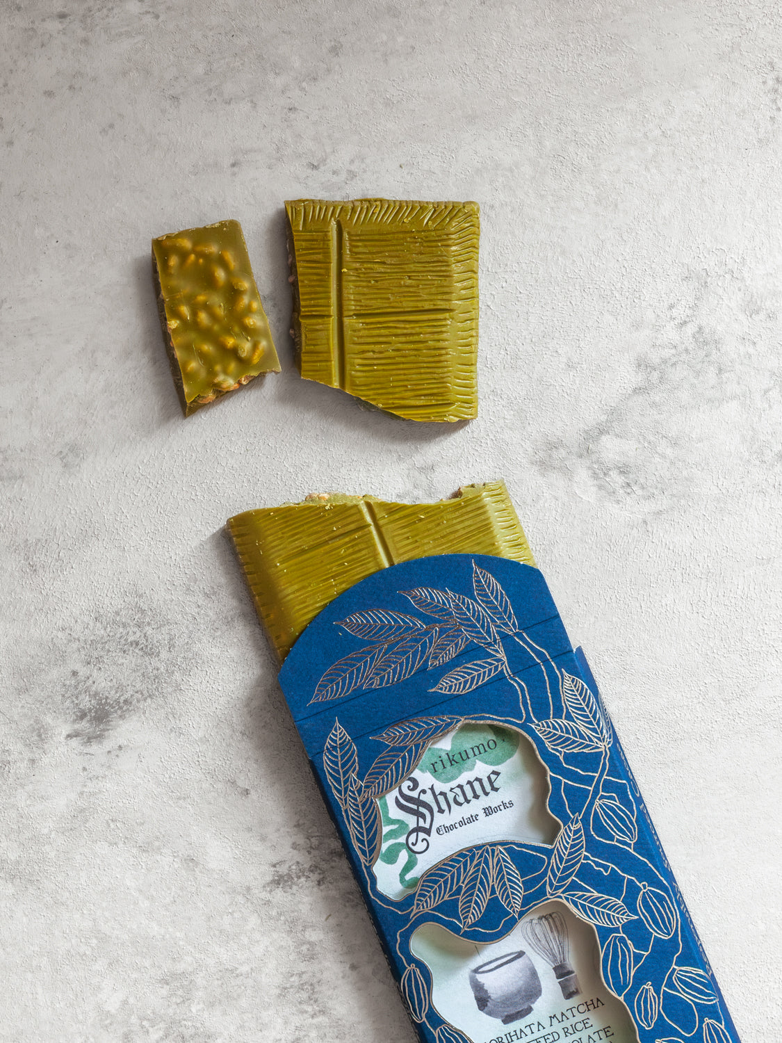 Premium Matcha Chocolate Bar by Rikumo x Shane Confectionery - 2.1oz (60g) - Artisan Japanese Green Tea Dark Chocolate for Gifts, Desserts & Tea Pairing