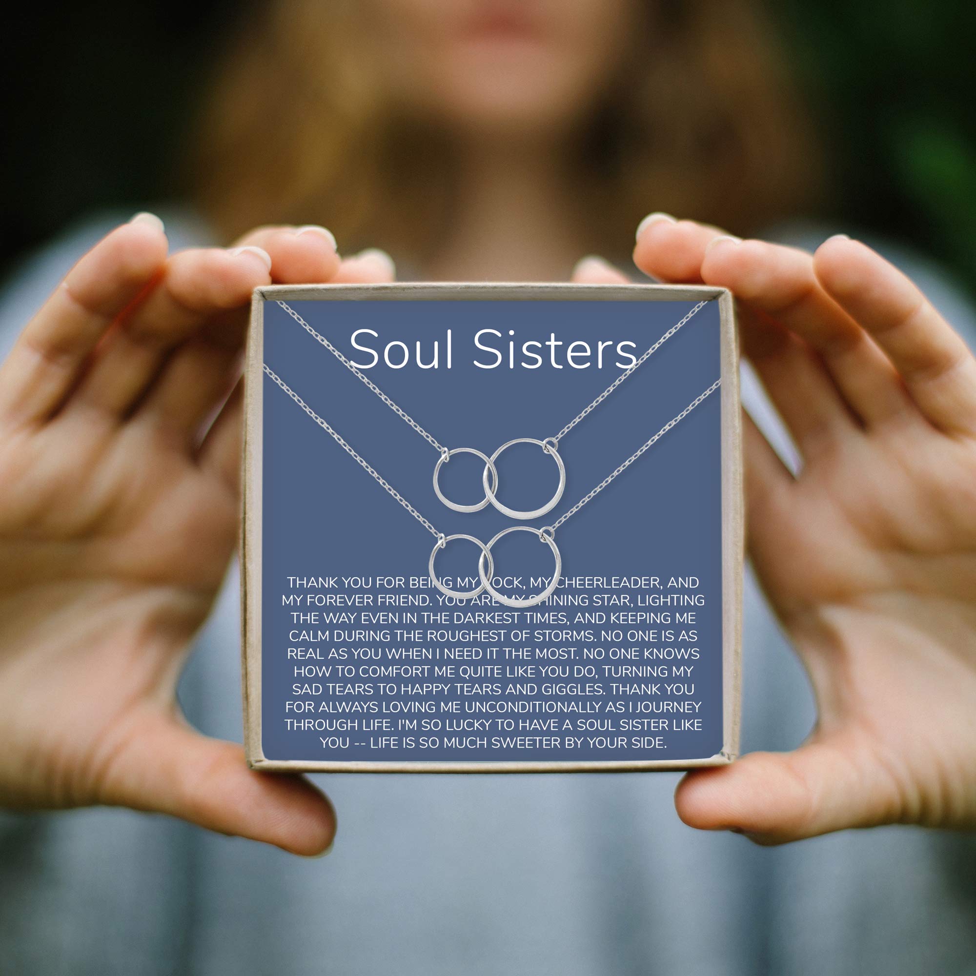 Soul Sisters Necklace - Best Friend Jewelry Gift for Long Distance, Birthday, Christmas & Holidays | Heartfelt Friendship Necklace with Card | Meaningful Gifts for Sisters, BFFs & Loved Ones | Perfect for Anniversaries, Graduation & Special Occasions