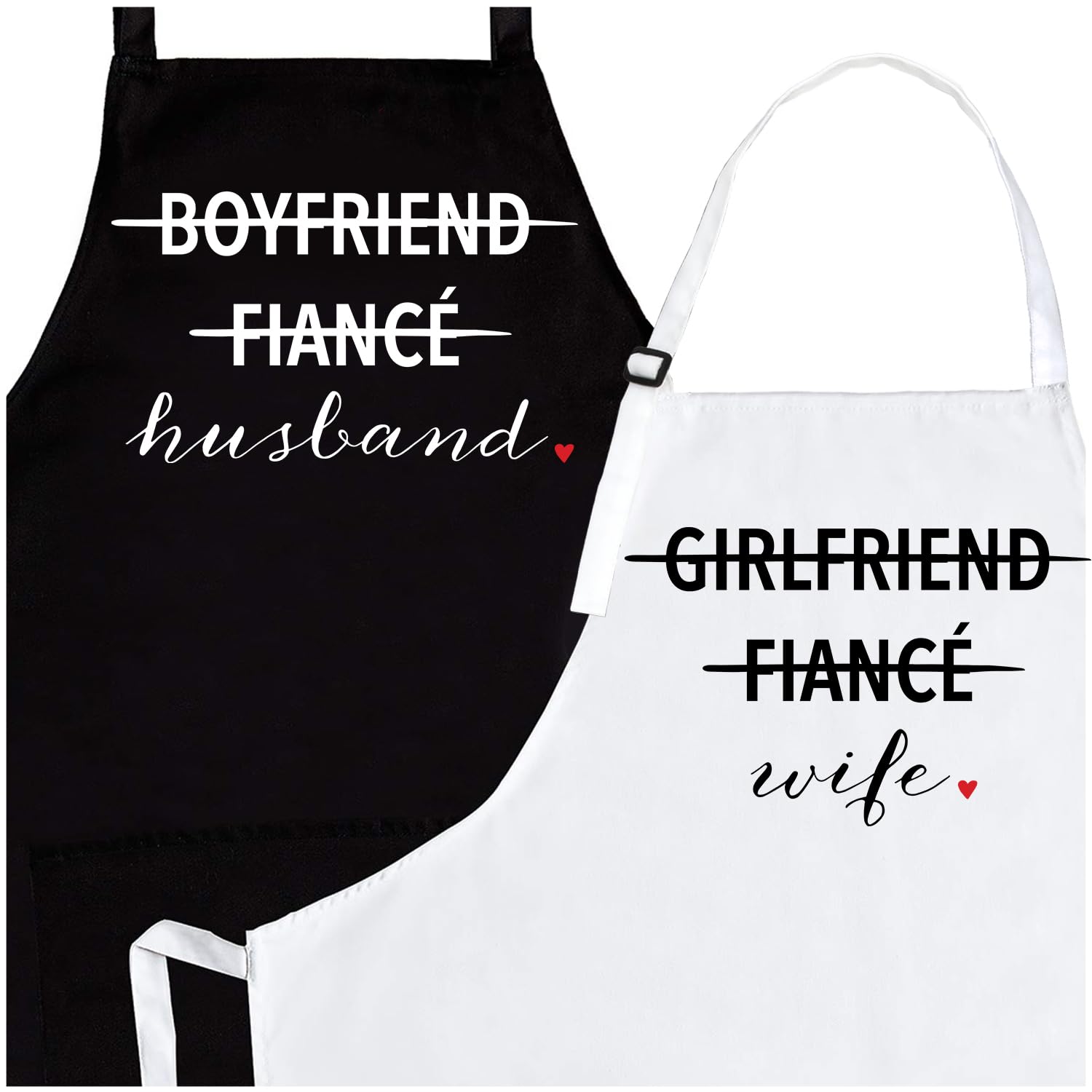 Prazoli His and Hers Aprons Set for Couples - Matching Kitchen Aprons for Boyfriend, Fiance, Husband & Girlfriend, Fiance, Wife - Perfect for Engagement, Bridal Shower, Wedding Registry Gifts - Ideal for Cooking, Baking, BBQ and Romantic Date Nights at Home