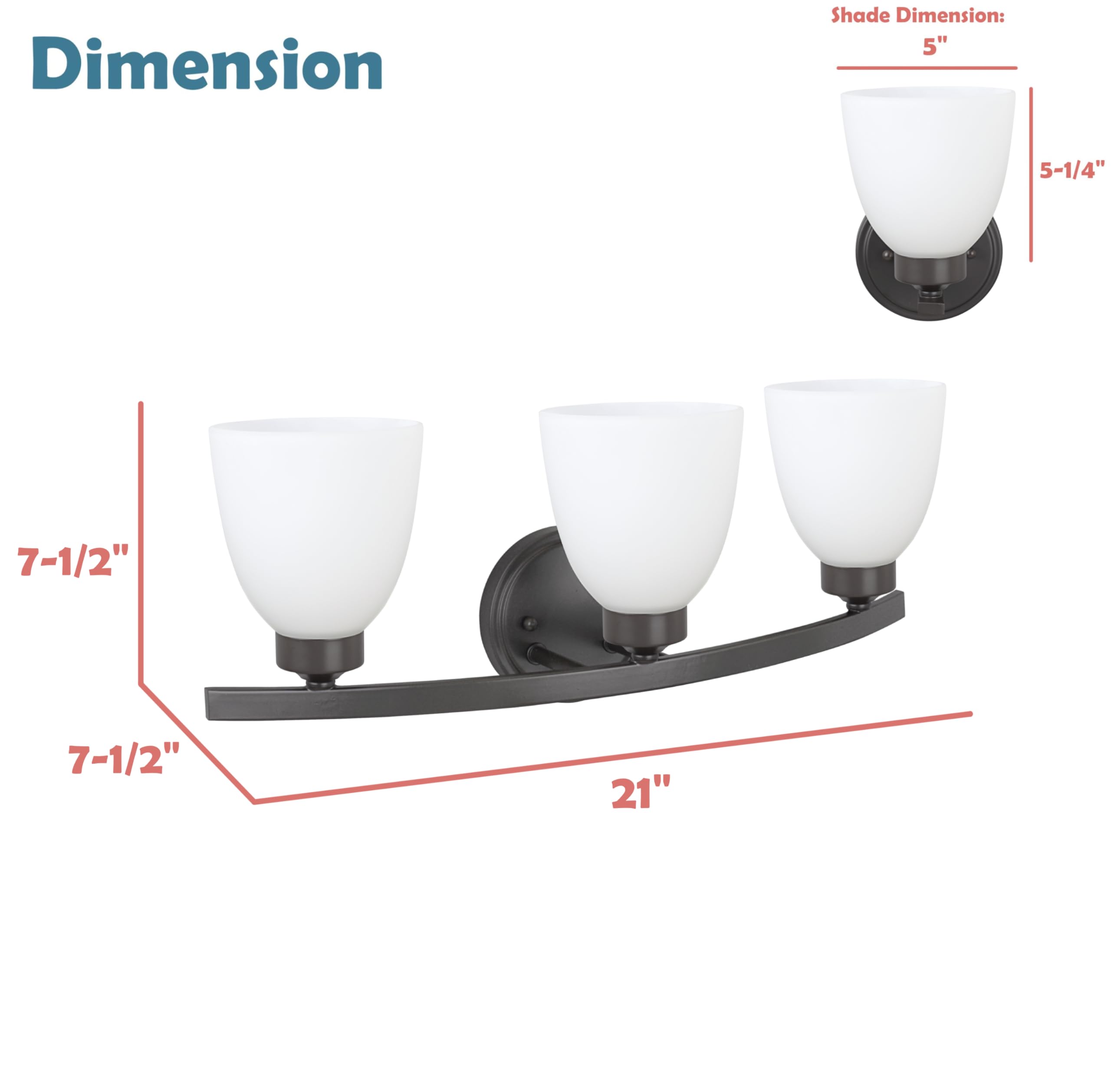 Aspen Creative 62204-2 Three-Light Bathroom Vanity Wall Sconce, 21 Inch Wide Transitional Oil Rubbed Bronze Fixture - Perfect for Bathroom, Powder Room, and Dressing Area Lighting