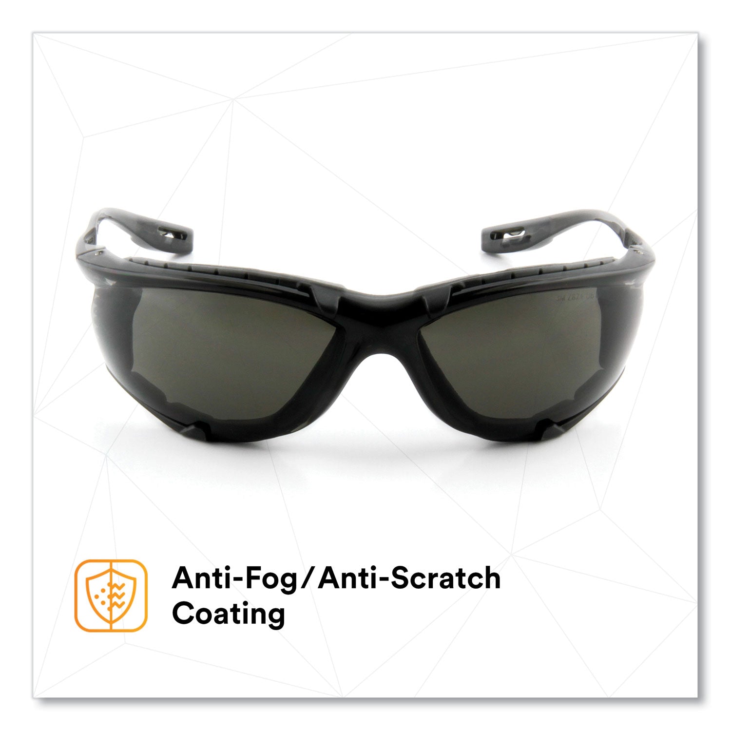 3M™ Virtua CCS Protective Safety Glasses with Foam Gasket - Black/Gray Plastic Frame & Gray Polycarbonate Lens - ANSI Z87.1 Certified for Workplace, Construction, and DIY Projects