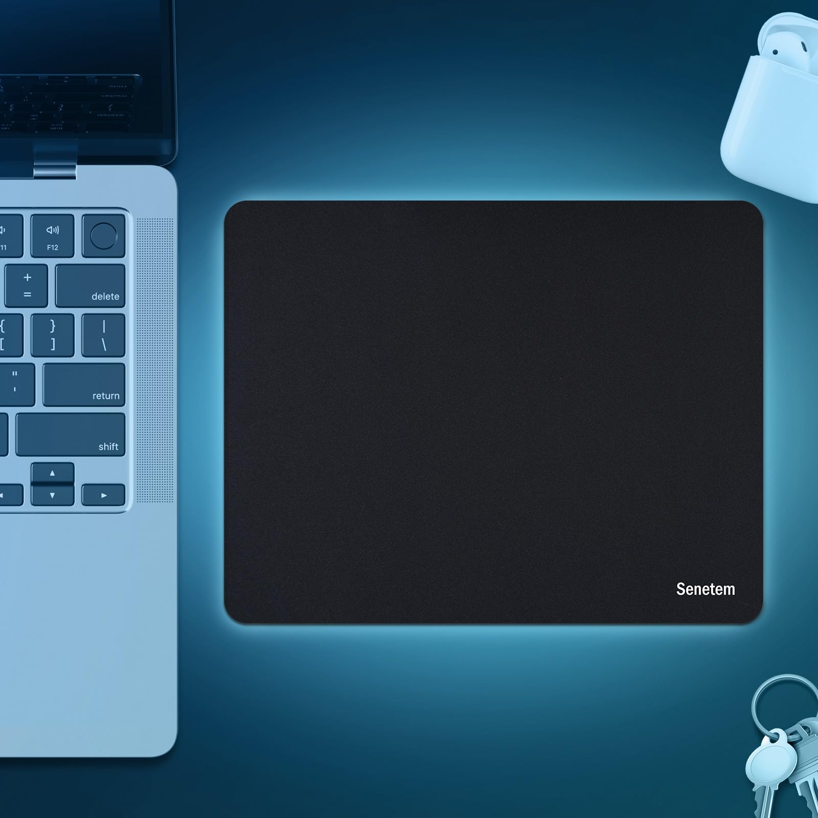 Senetem 4-Pack Gaming Mouse Pad Set - Ultra-Smooth Surface, Non-Slip Rubber Base, Washable & Portable (11x8.6in) for Wired/Wireless Mice - Perfect for PC, Laptop, Office & Gaming Setup - Black