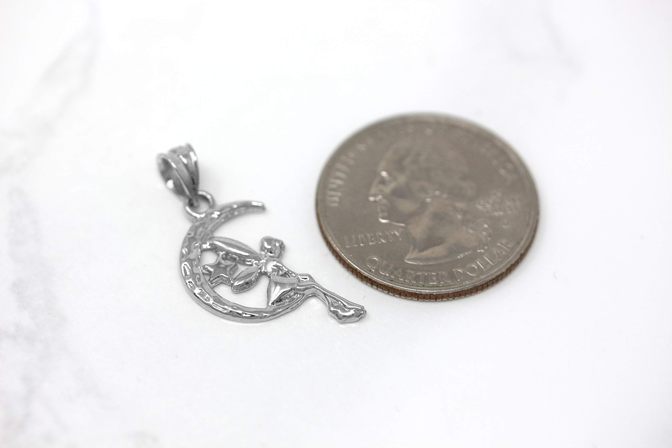 10K Tinkerbell Moon Charm Necklace - Fairy Tale Jewelry for Women