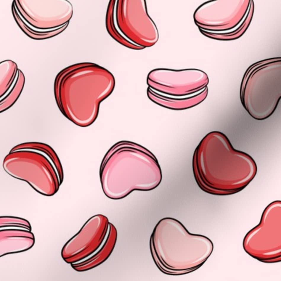 Heart Macarons Valentine's Day Printed Cotton Fabric - Pink Hearts Love Cookies Design on Petal Signature Cotton, Fat Quarter for Sewing, Quilting, Apparel & Crafts | Perfect for DIY Valentine Gifts, Home Decor & Fashion Accessories