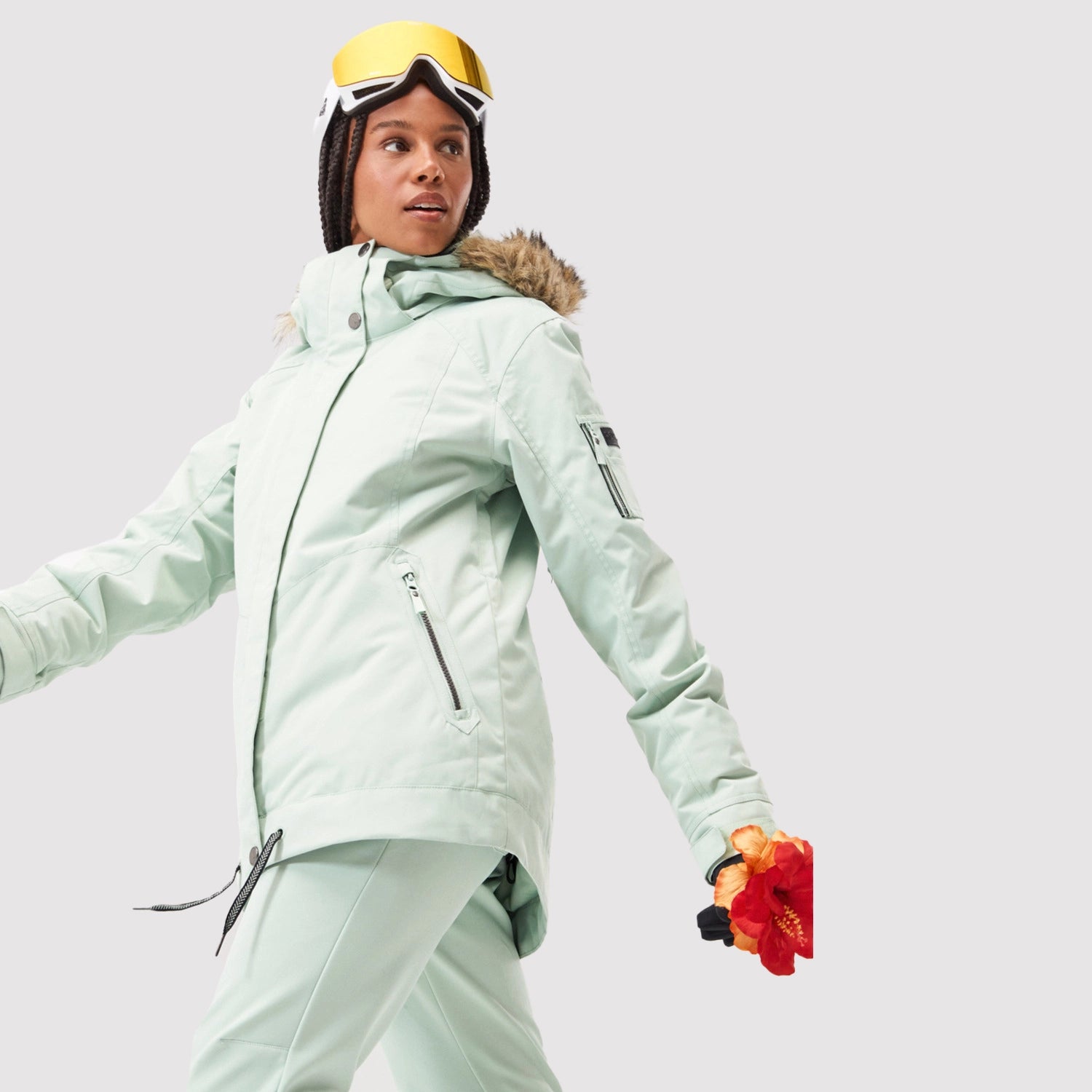 ROXY Snow Meade Water Green Women's Winter Jacket - Waterproof Snowboard Coat for Skiing & Outdoor Adventures