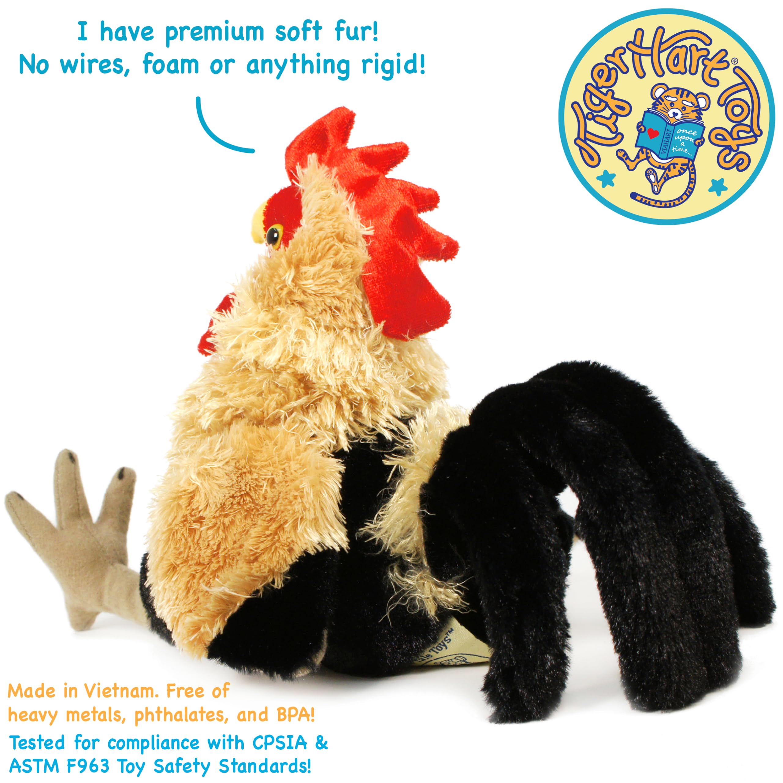 Riley The Rooster - 7 Inch Irish American Chicken Stuffed Animal Plush Toy | Cute Farm Animal Gift for Kids, Nursery Decor, St. Patrick's Day Celebration