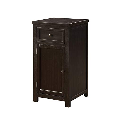 Furniture of America Jennifer Wood 1-Drawer Side Table in Antique Black - Stylish Nightstand for Bedroom, Living Room & Office