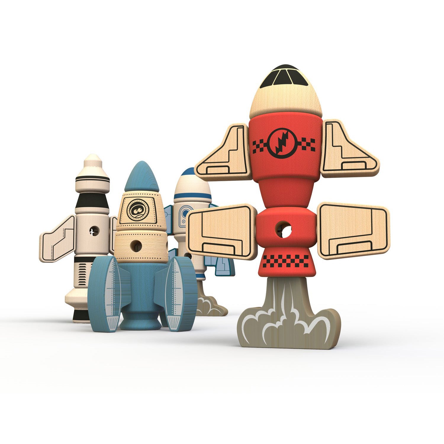 BeginAgain Tinker Totter Rockets - Wooden Balancing Stacking Toy for Kids Ages 3+ | STEM Learning, Fine Motor Skills Development | Perfect for Playroom, Classroom & Birthday Gifts