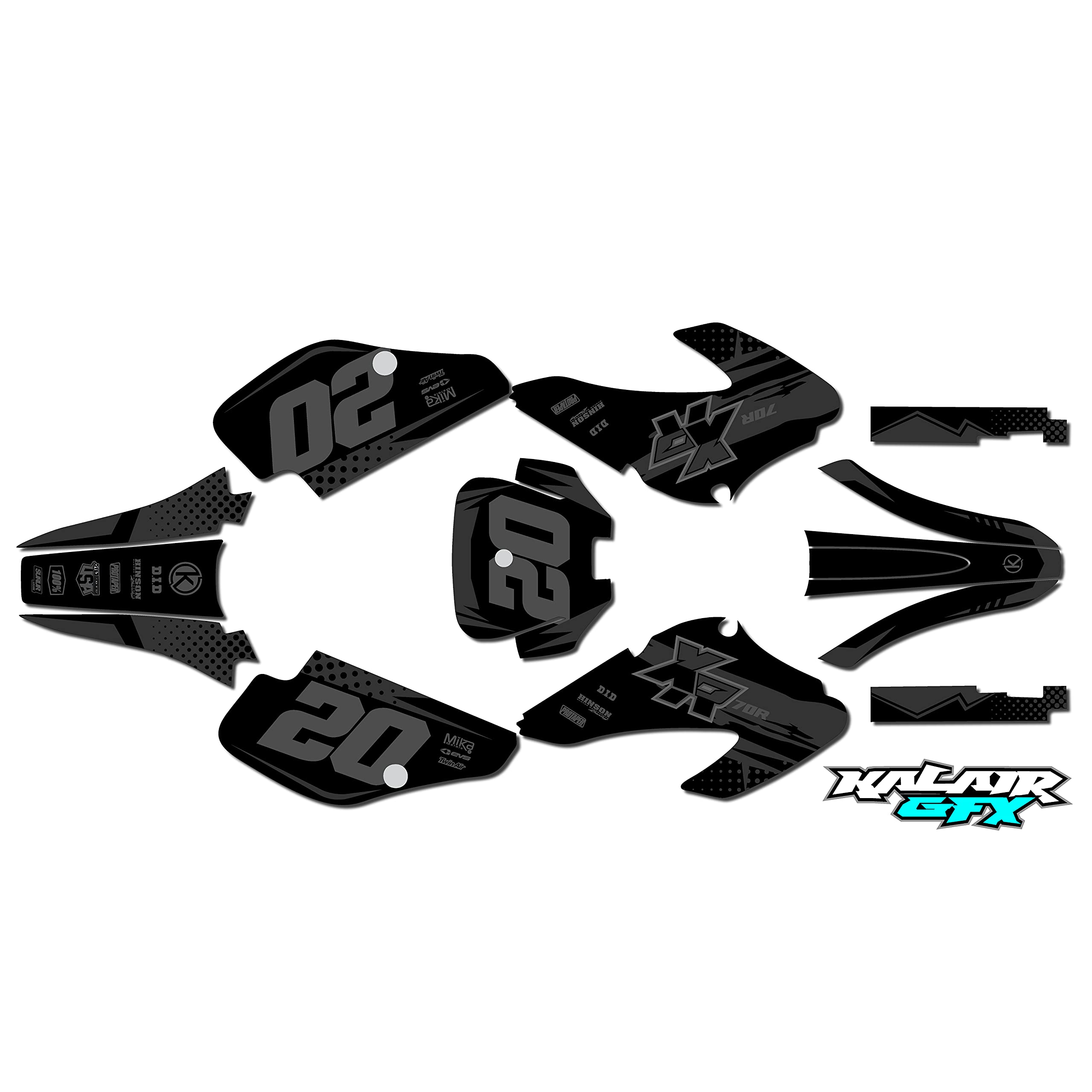 Honda XR70 (2001-2003) Spear Series Gray 16 Mil Dirt Bike Graphics Kit - Custom Racing Decals & Stickers for MX Motocross, Trail Riding - No Plastics Included