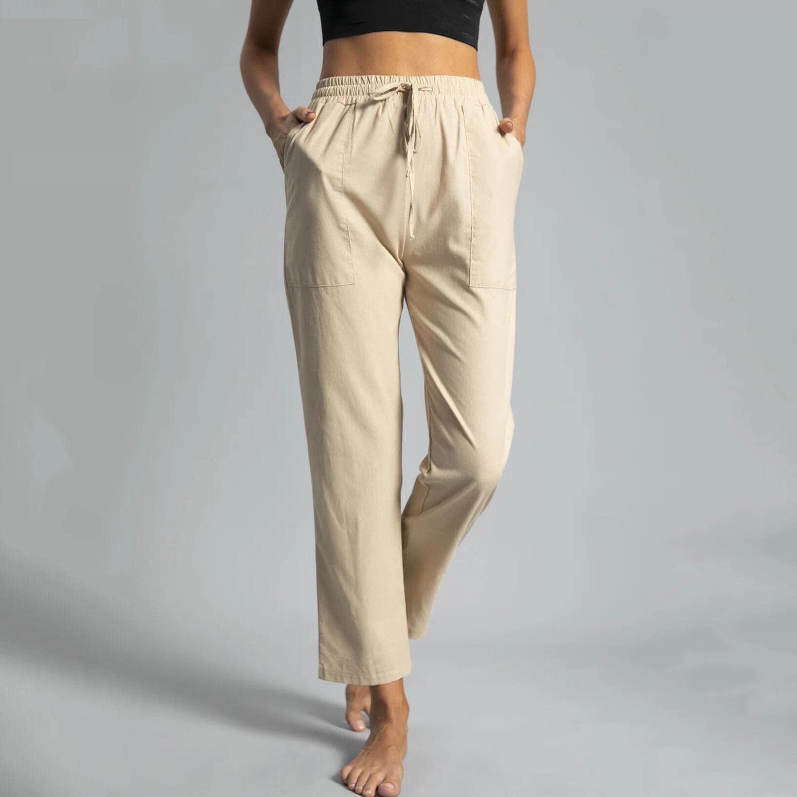 Women's Wide Leg Palazzo Pants - Elastic Waist Comfortable Straight Dress Pants with Pockets - Soft Summer Casual Work Trousers for Office, Travel & Everyday Wear