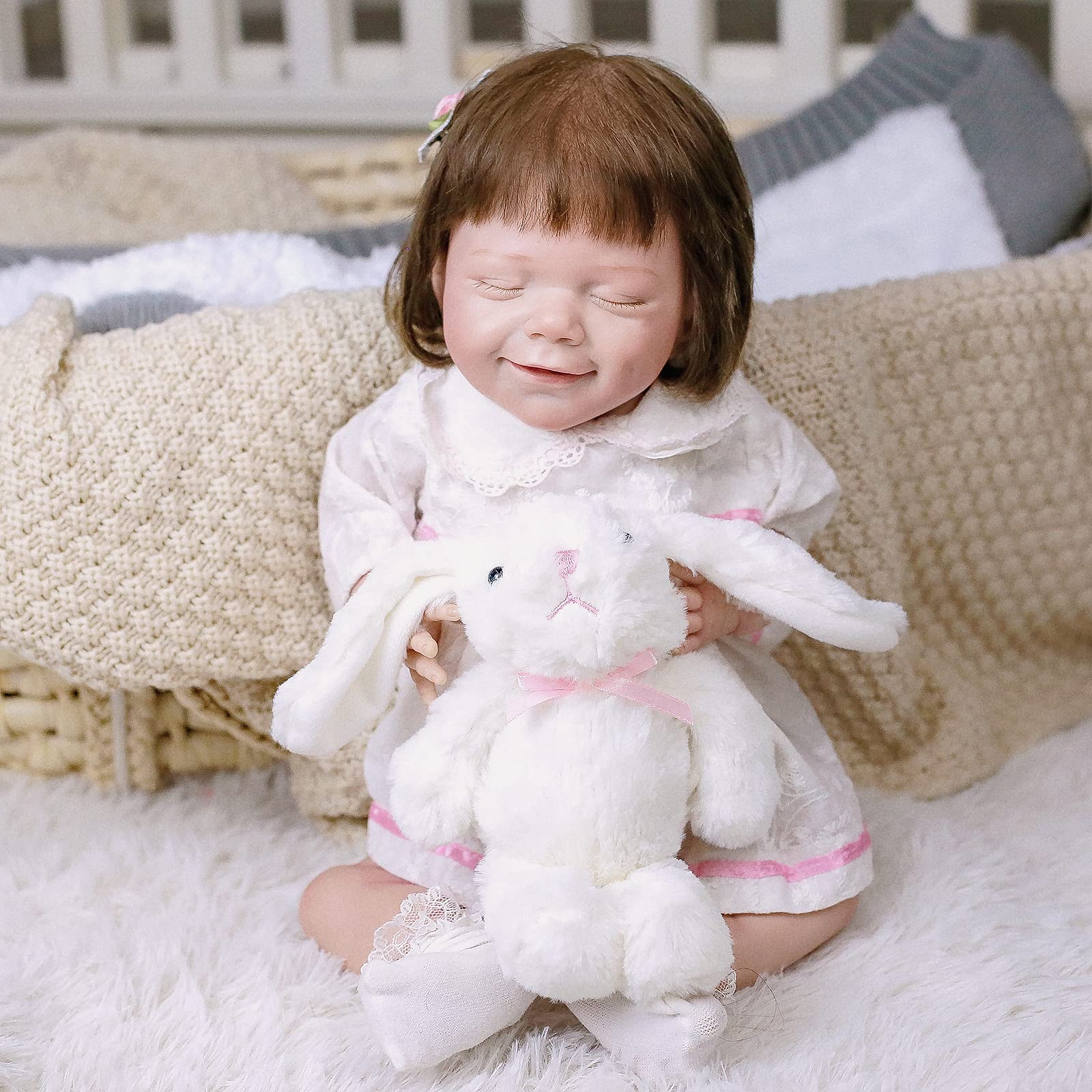 18 Inch Realistic Reborn Baby Doll with Hand-Rooted Eyelashes - Lifelike Sleeping Newborn Doll for Girls Age 3+, Perfect Gift Set with Toy Accessories for Kids & Collectors | Great for Role Play, Pretend Play, and Nursery Decor