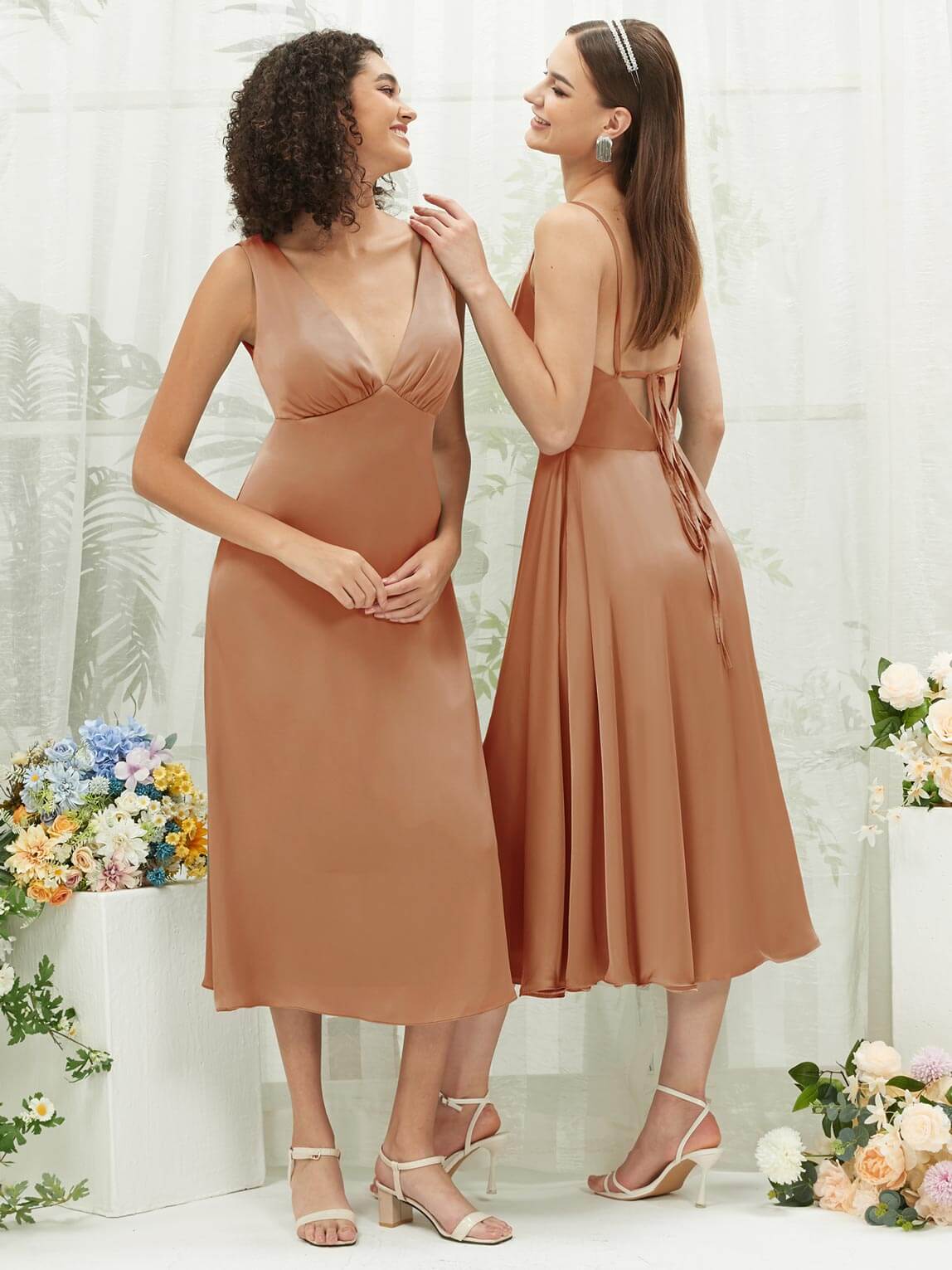 Luxury Silk Satin Bridesmaid Dress with Cowl Neck & Spaghetti Straps - Elegant Button Slit Design for Weddings, Parties & Special Occasions