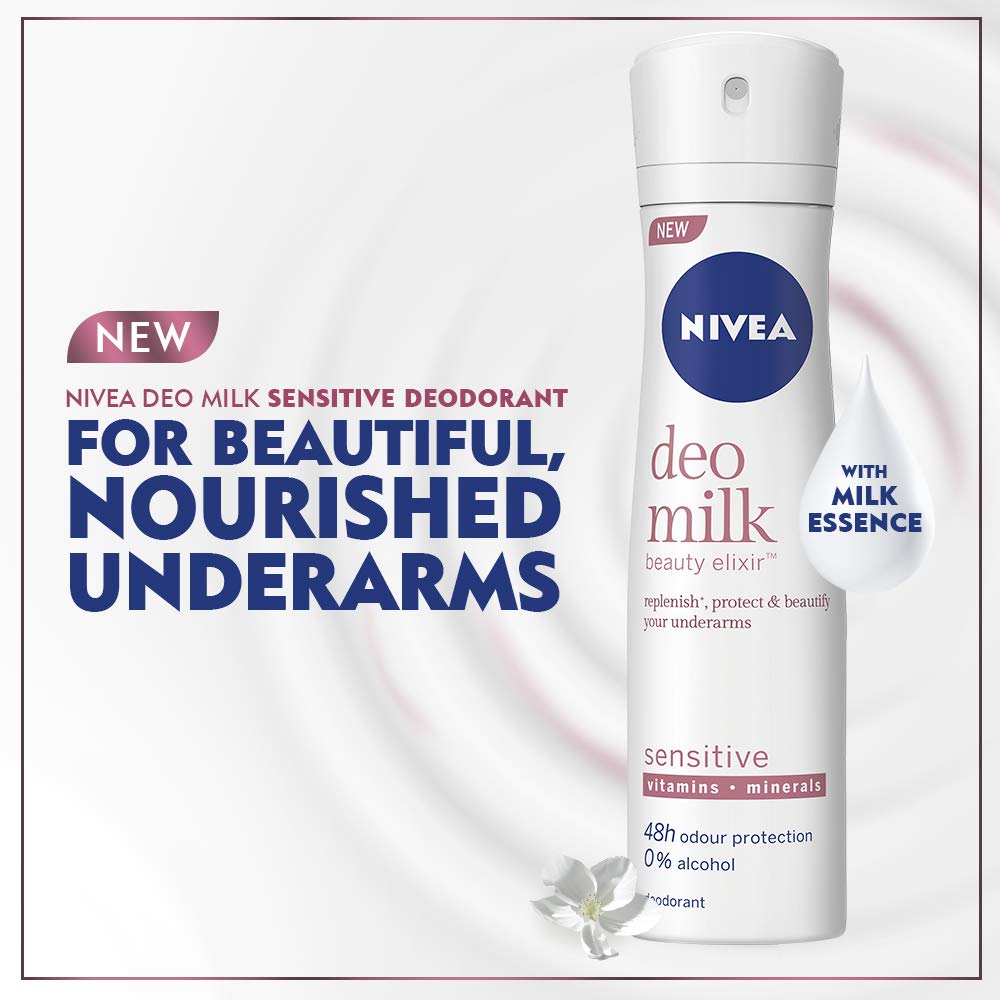 Nivea Women's Sensitive Deodorant Milk, 150ml - Gentle Protection for Daily Use & Sensitive Skin