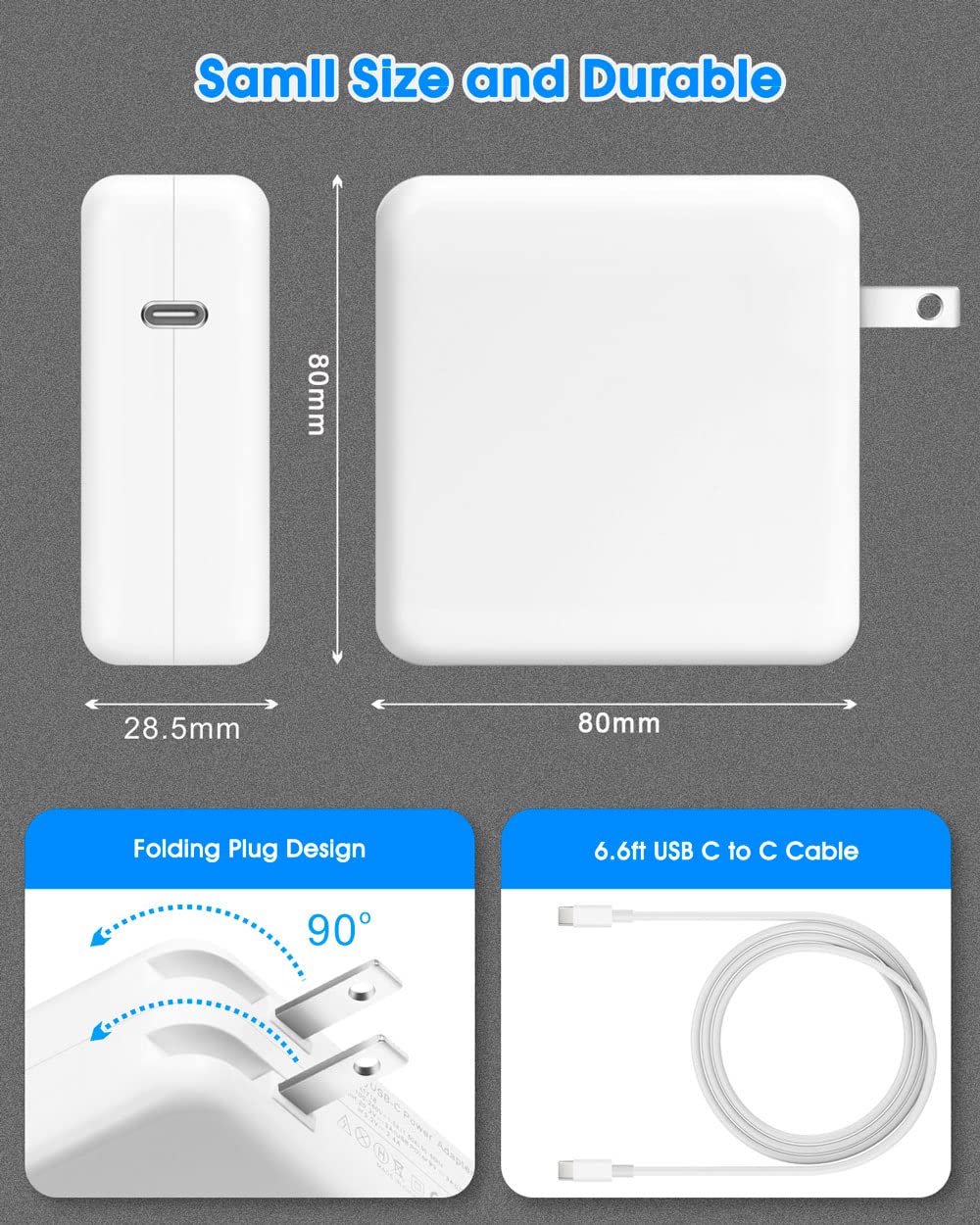 96W USB C Fast Charger for MacBook Pro & Air - Compatible with MacBook Pro 16