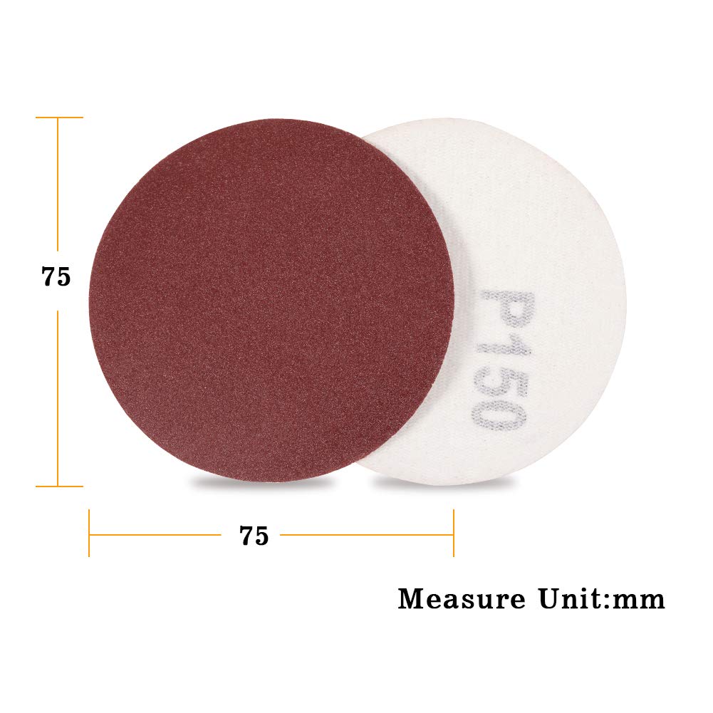 SPEEDWOX 100-Pack 3 Inch Hook and Loop Sanding Discs - 150 Grit Sandpaper for Drill, Grinder & Rotary Tools - No Hole - Perfect for Woodworking, Metal Polishing & DIY Projects