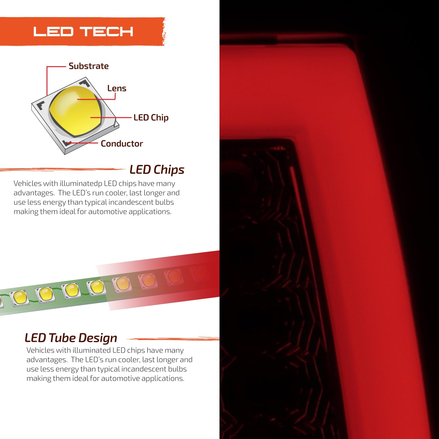 AKKON Black Smoked LED Tail Brake Light Bar for 00-06 GMC Yukon XL 1500/2500 & Chevy Suburban Tahoe - Left & Right Pair - Upgrade Your Truck's Rear Lighting for Night Driving & Enhanced Safety