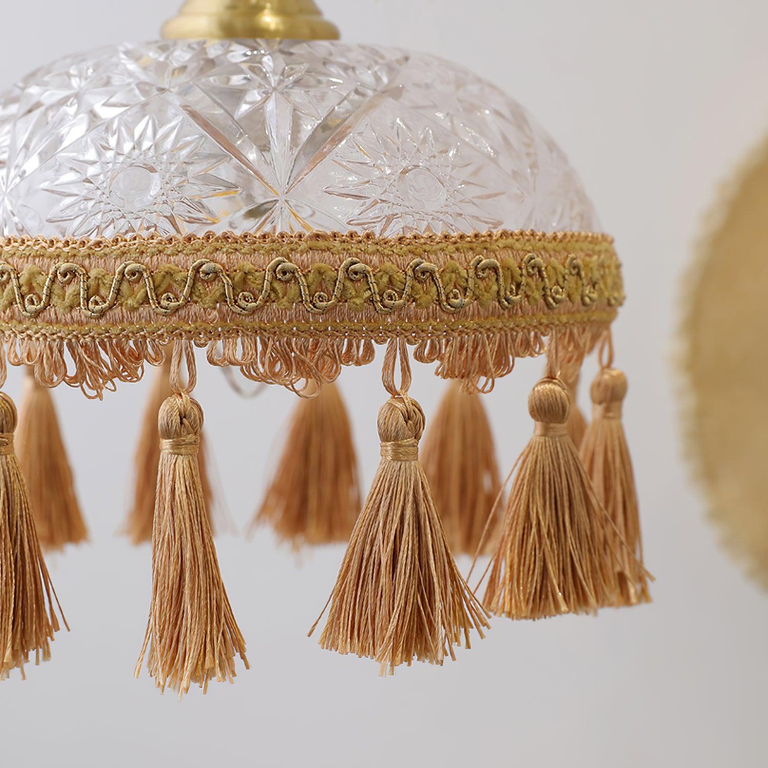 Modern Bowl Tassel Pendant Light - Elegant Hanging Chandelier for Dining Room, Kitchen Island, Bedroom & Living Room Decor