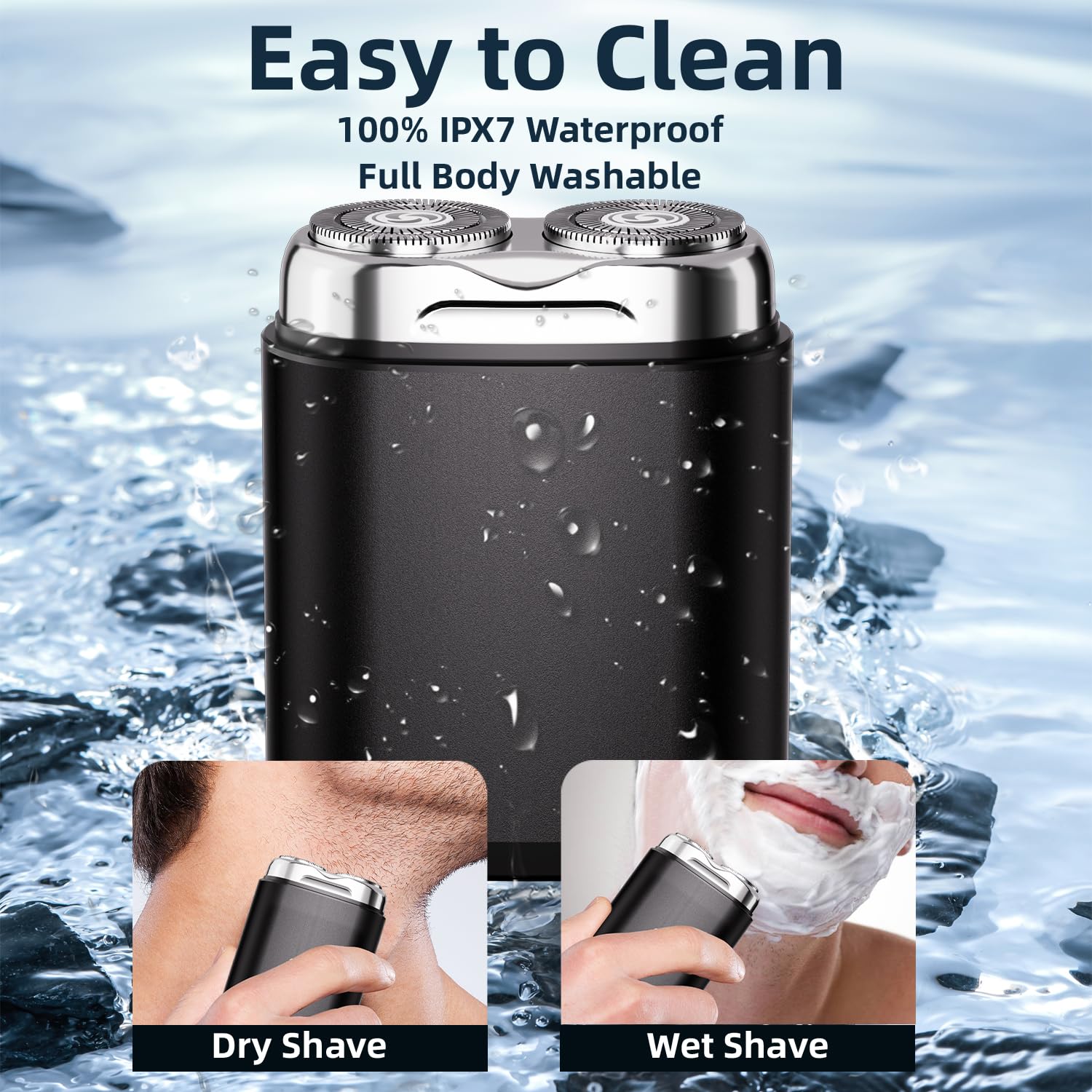 Mini Dual-Head Electric Shaver for Men - Portable Rechargeable Waterproof Razor with Washable Double Heads | Perfect for Home, Car, Travel & On-The-Go Grooming