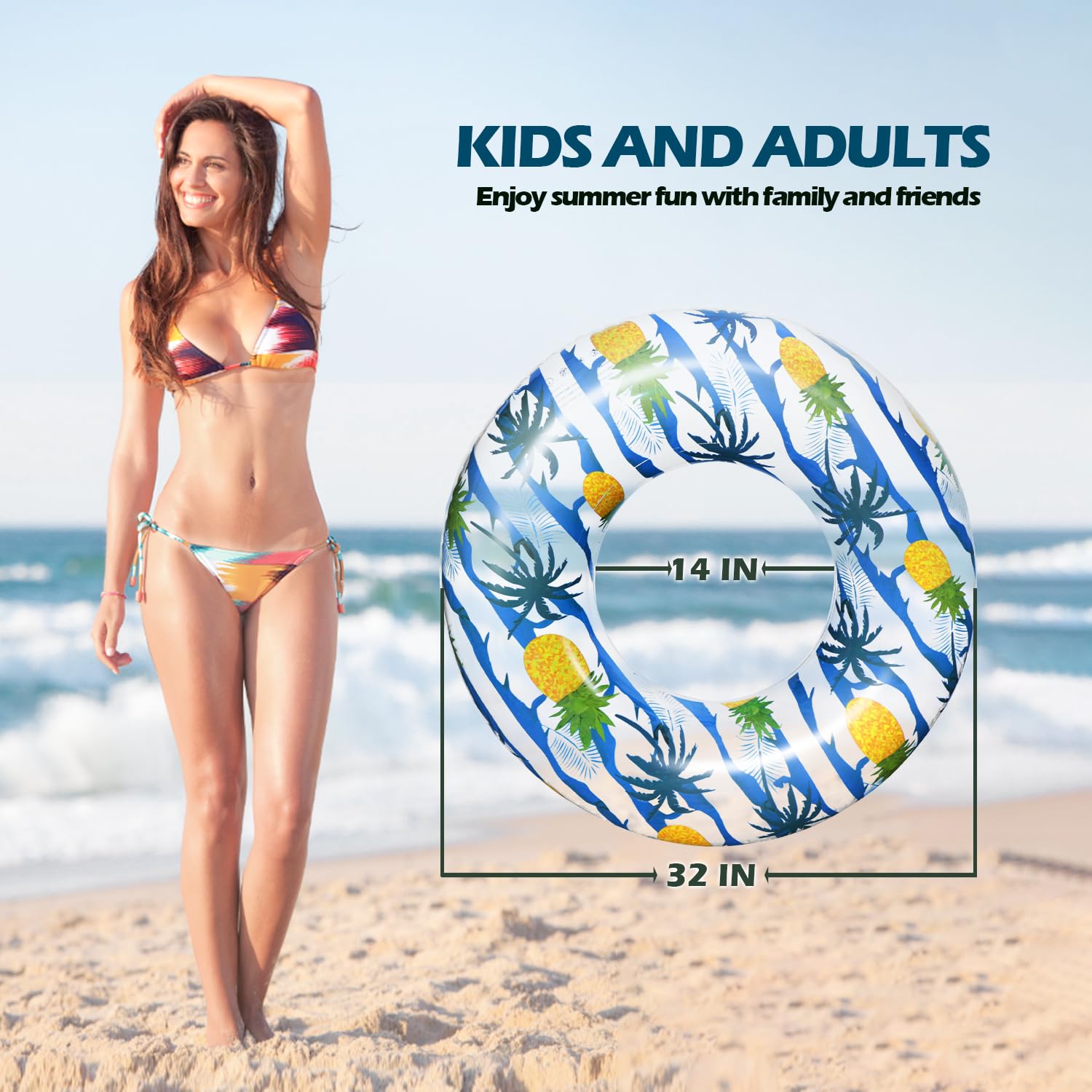 Polita Transparent Pool Floats Tube with Confetti Glitter Print - Summer Beach Party Pool Tubes for Adults & Kids - Perfect for Pool Parties, Lake Relaxation & Backyard Swimming Fun