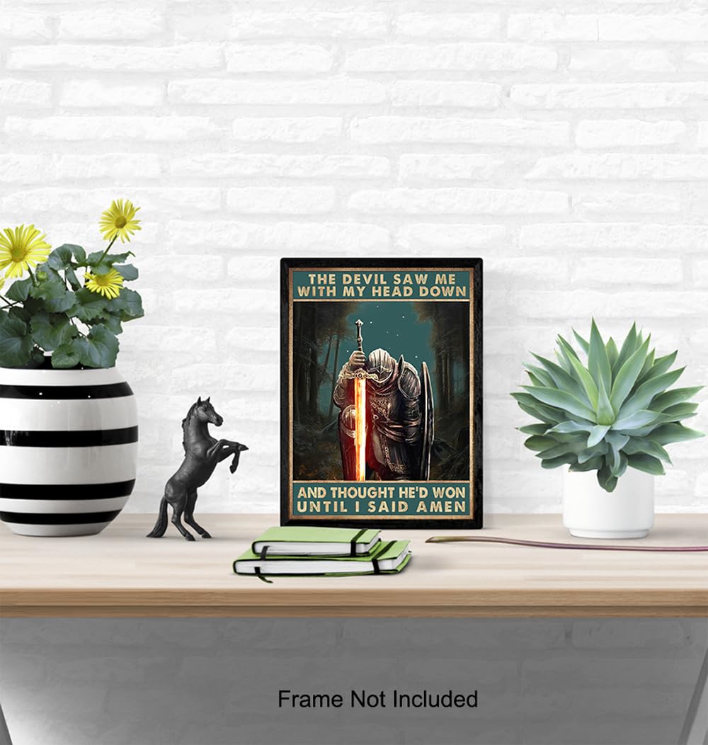 Christian Wall Art for Men - Motivational Quote Poster for Home & Office Decor