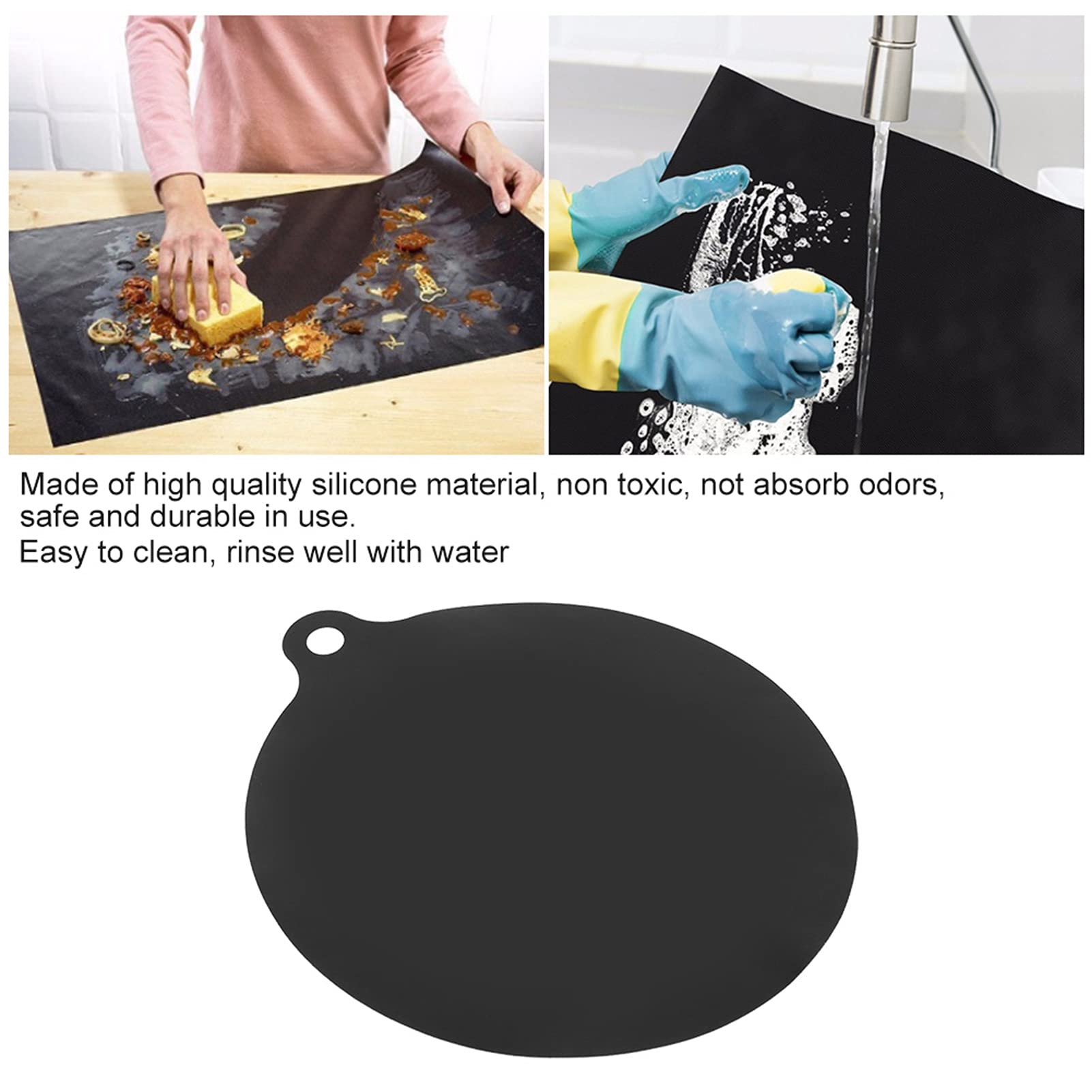 Non-Slip Silicone Heat Resistant Mat for Induction Cooker, Microwave, Air Fryer, Toaster Oven & Coffee Maker - Odor-Free Round Hot Surface Protector Pad - Perfect for Kitchen Countertops, Dining Tables & Outdoor Cooking