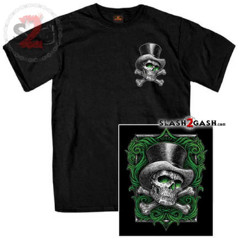 Hot Leathers Skull & Crossbones Graphic T-Shirt - Double Sided Print Short Sleeve Cotton Tee for Men | Biker, Rocker & Motorcycle Rider Fashion