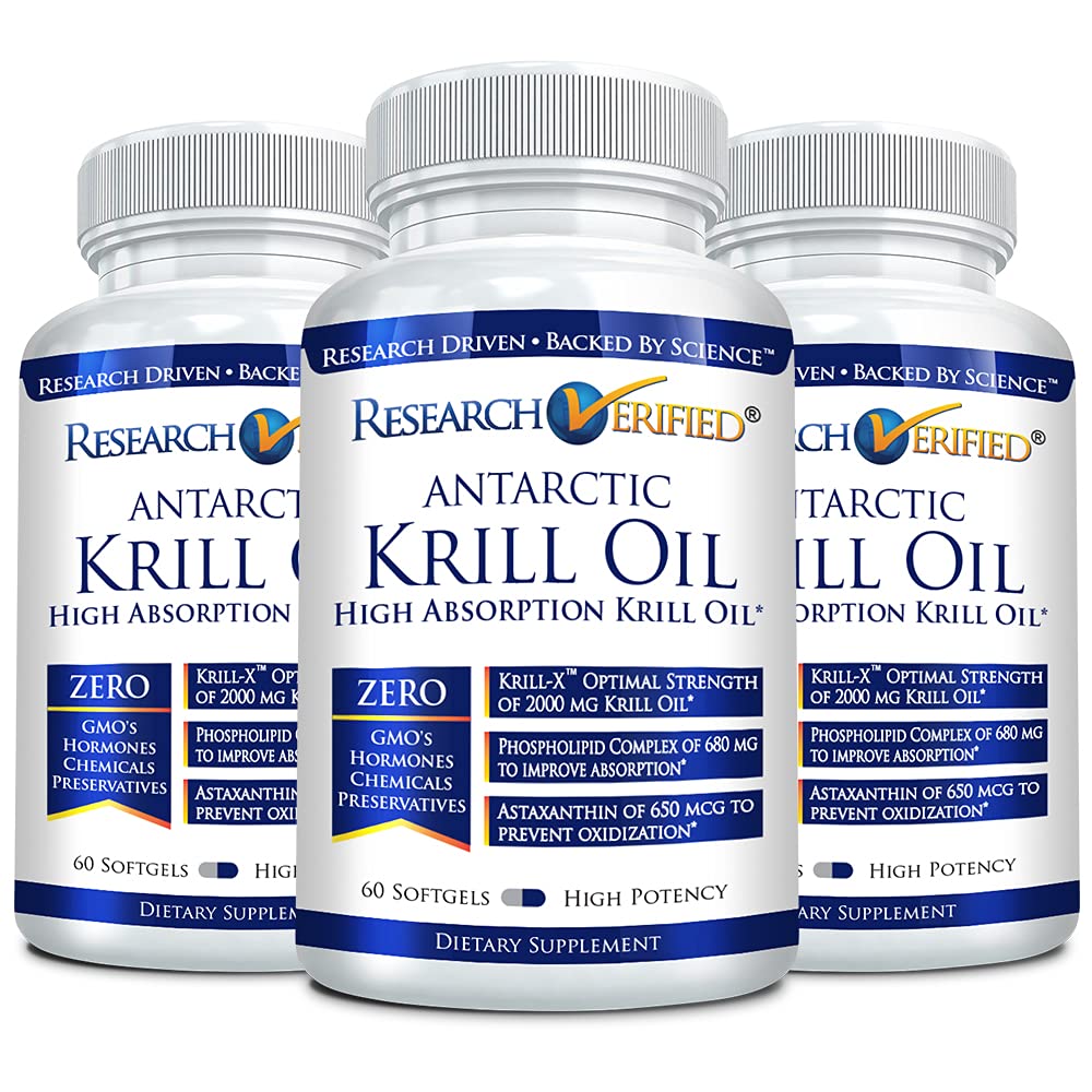 Premium Antarctic Krill Oil 2000mg - 180 Softgels (3 Month Supply) - Supports Heart Health & Brain Function - Omega-3 EPA DHA Supplement - Made in USA - Ideal for Daily Wellness & Cognitive Support