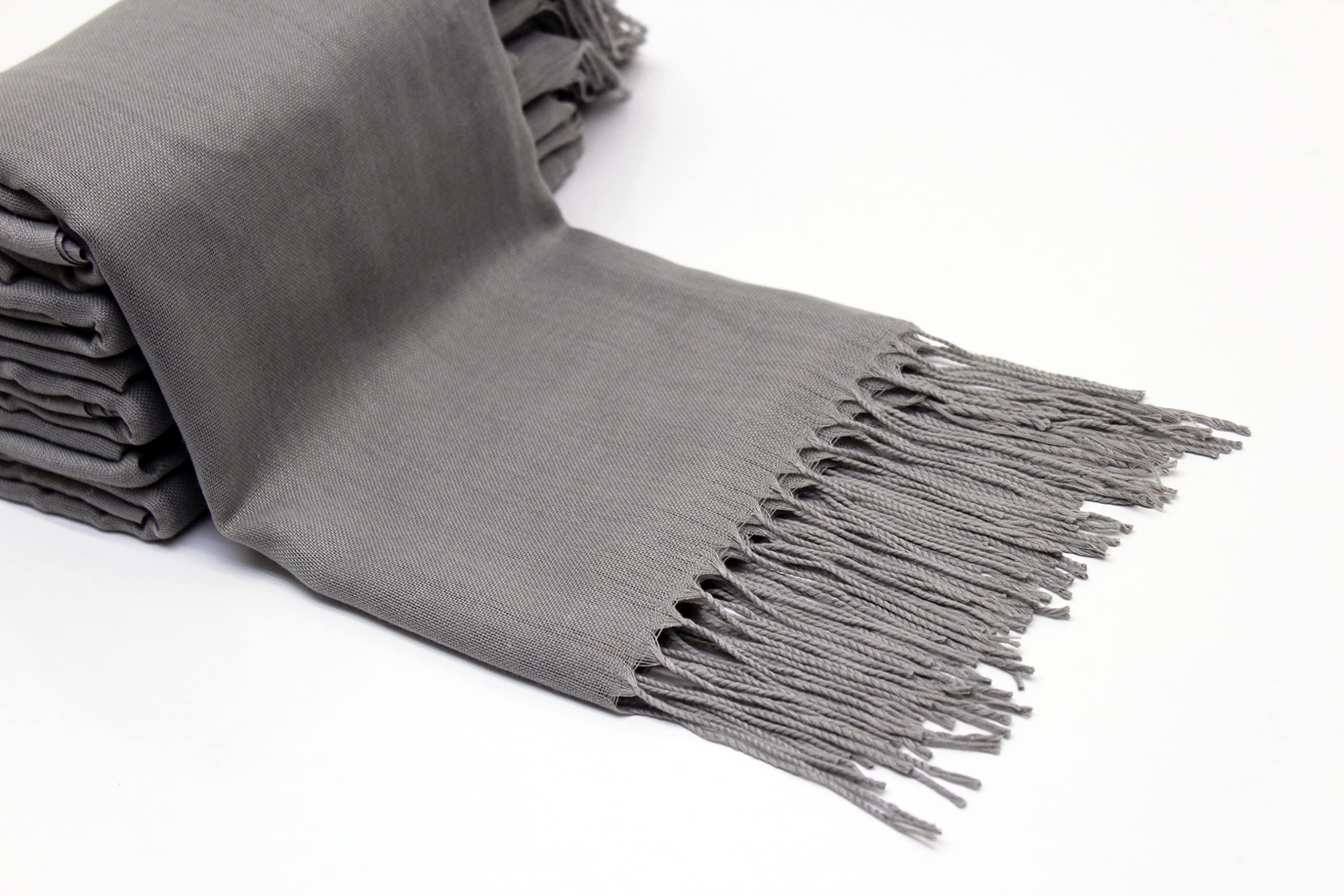 25 Pcs Soft Pashmina Shawl for Women - Personalized Luxury Scarf for Evening Dresses, Weddings & Bridesmaid Gifts (Gray) | Perfect for Wedding Favors, Guest Gifts & Special Occasions