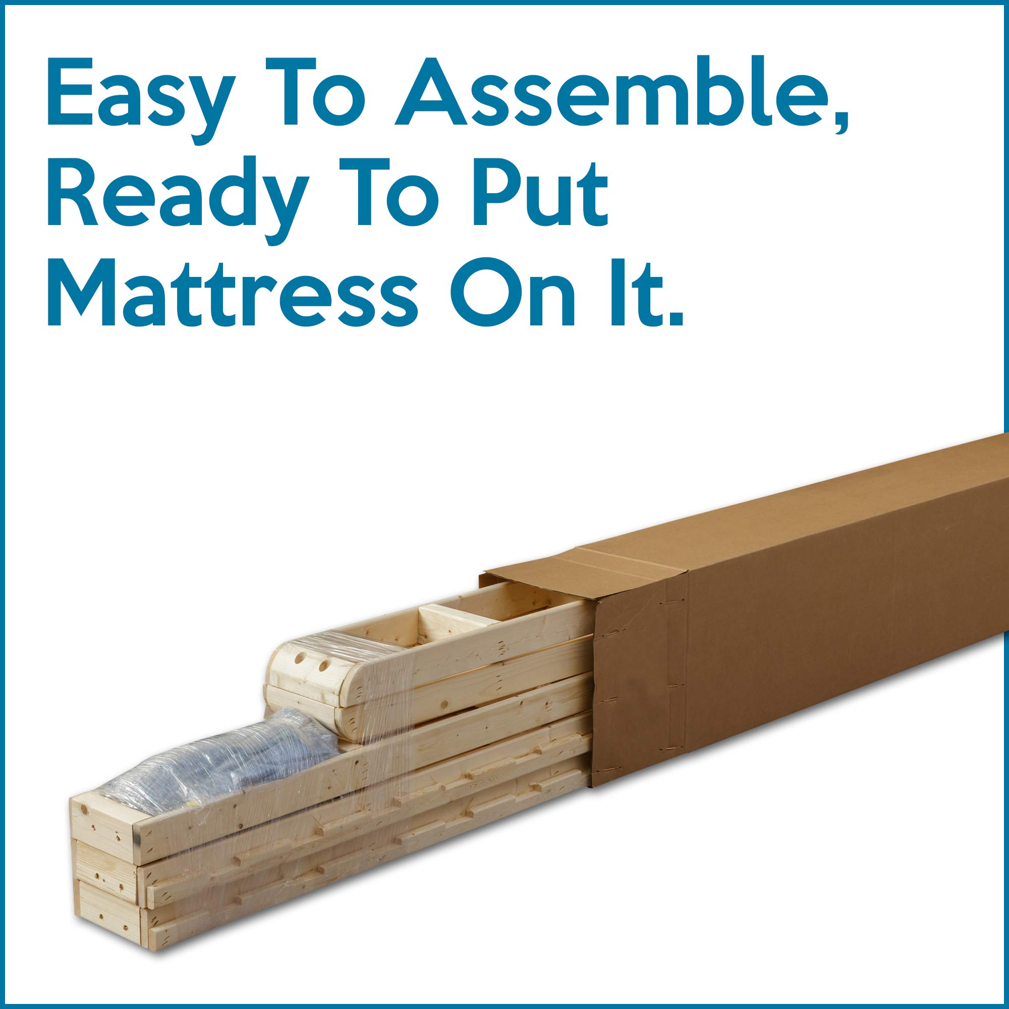 Treaton Easy Assembly Wood Box Spring Foundation with Sturdy Frame - Beige & White Twin Size for Bed Support | Perfect for Guest Rooms, Dormitories & Space-Saving Bed Frames
