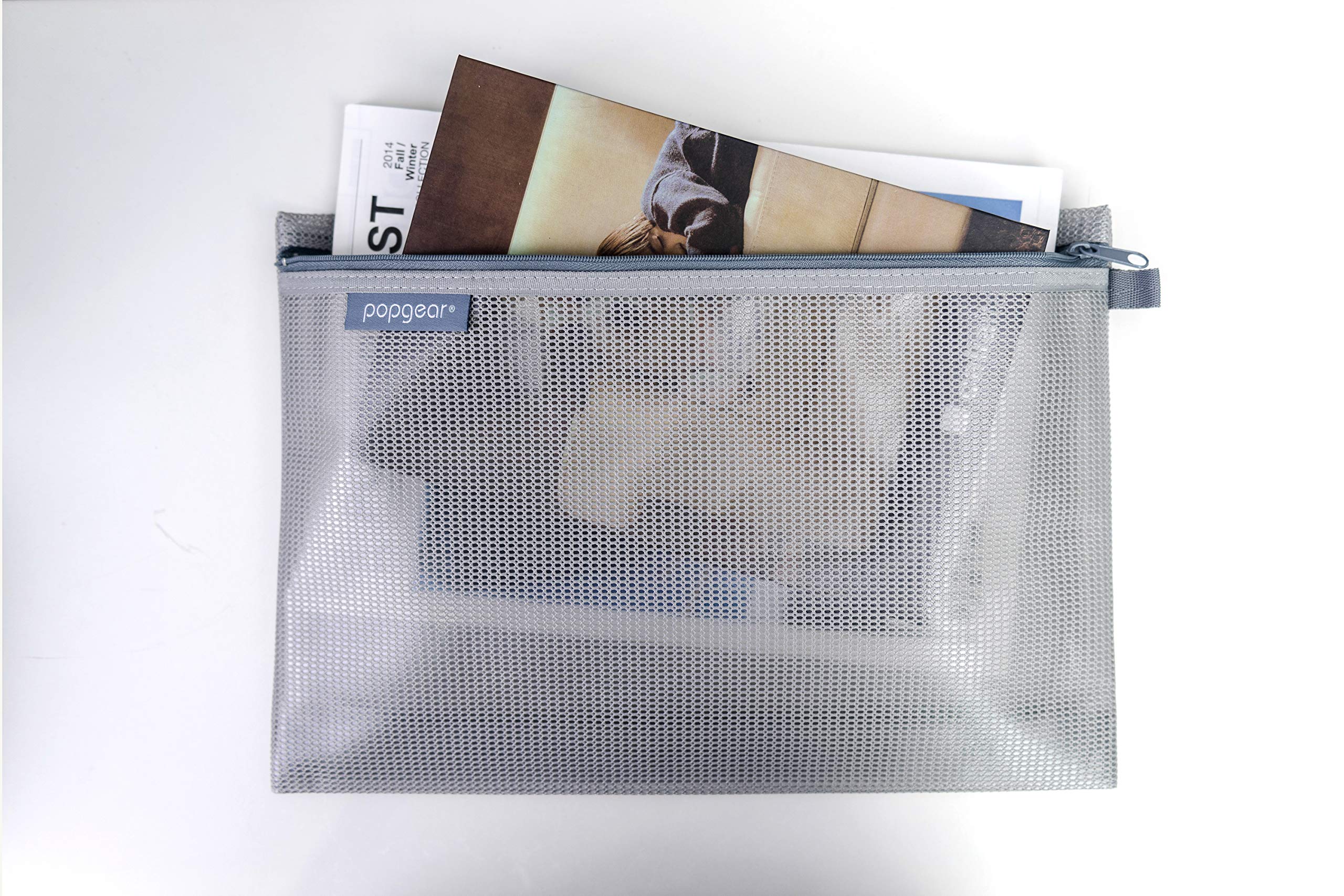 **PopGear Expandable Mesh Zipper Pouch - Waterproof Travel Organizer for Toiletries, Cosmetics & Documents - Compact Packing Pouches (3-Pack, 3 Colors) - Perfect for Travel, Gym & Office Use**