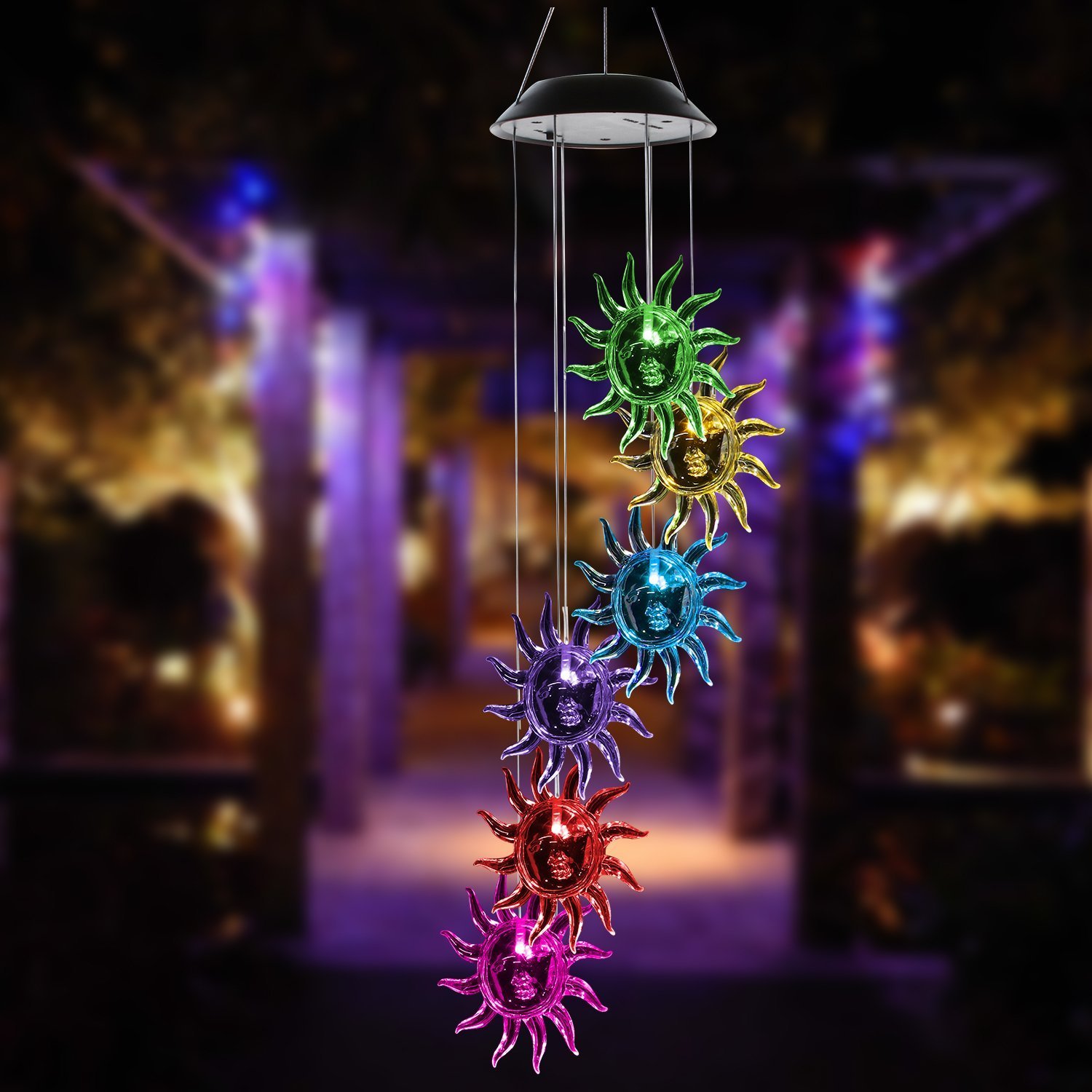 Solar Wind Chime Lights - Warm White LED Hanging Wind Bell with Spinning Hook for Patio, Garden & Home Decoration | Outdoor Night Lighting & Relaxing Ambience