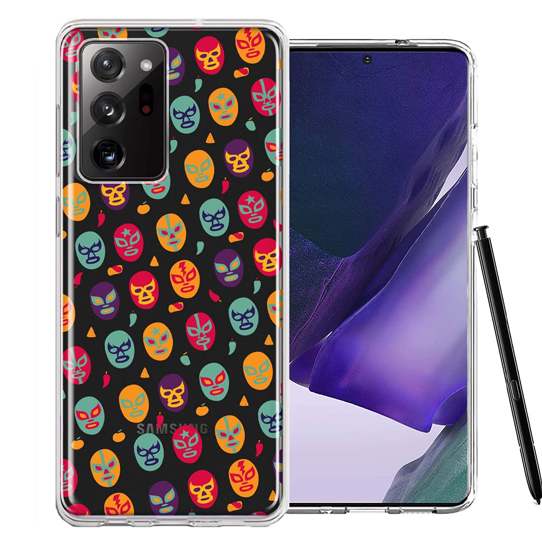 Samsung Galaxy Note 20 Ultra Phone Case - Lucha Libre Wrestling Masks Design, Dual Layer Protective Cover for Shock Absorption | Perfect for Wrestling Fans, Daily Use & Travel Protection