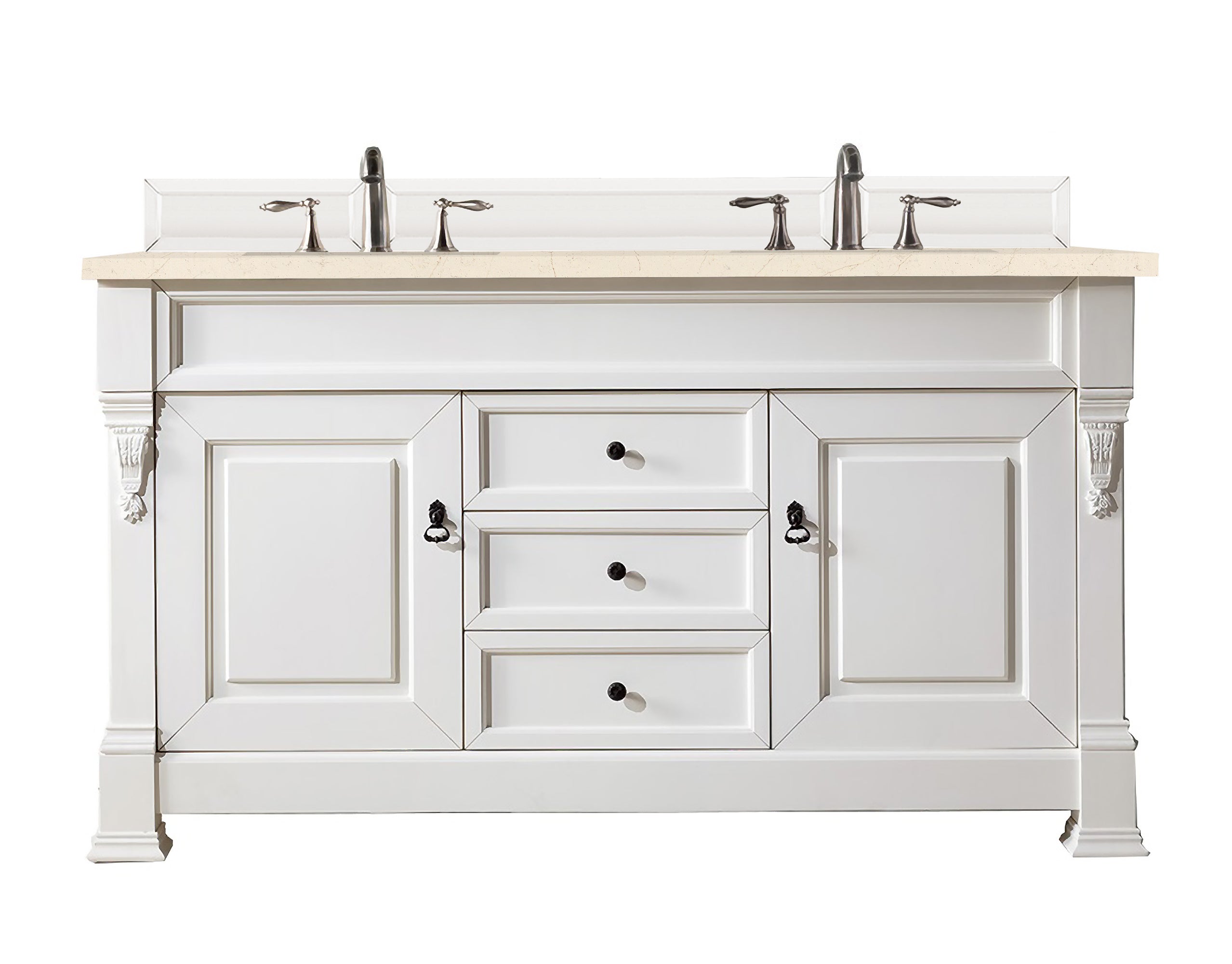 **Brookfield 60-Inch Double Vanity with 3CM Eternal Marfil Quartz Top - Bright White Bathroom Vanity for Modern & Luxury Home Decor - Perfect for Master Bathrooms & Guest Suites**