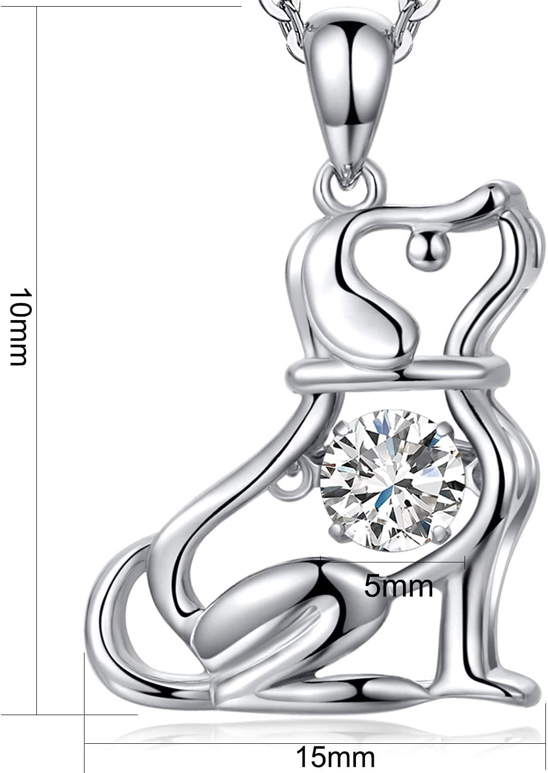 18K White Gold Plated Cat Necklace for Women - 925 Sterling Silver Animal Jewelry for Cat & Dog Lovers, 18 Inch Chain - Perfect Gift for Pet Owners & Animal Enthusiasts, Ideal for Daily Wear, Special Occasions & Pet-Themed Events