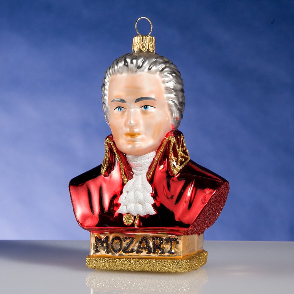 Mozart Polish Glass Christmas Ornament - Handmade Holiday Tree Decoration for Xmas, Elegant Glass Ball with Classic Design - Perfect for Christmas Tree Decor, Gift Giving & Festive Home Decor