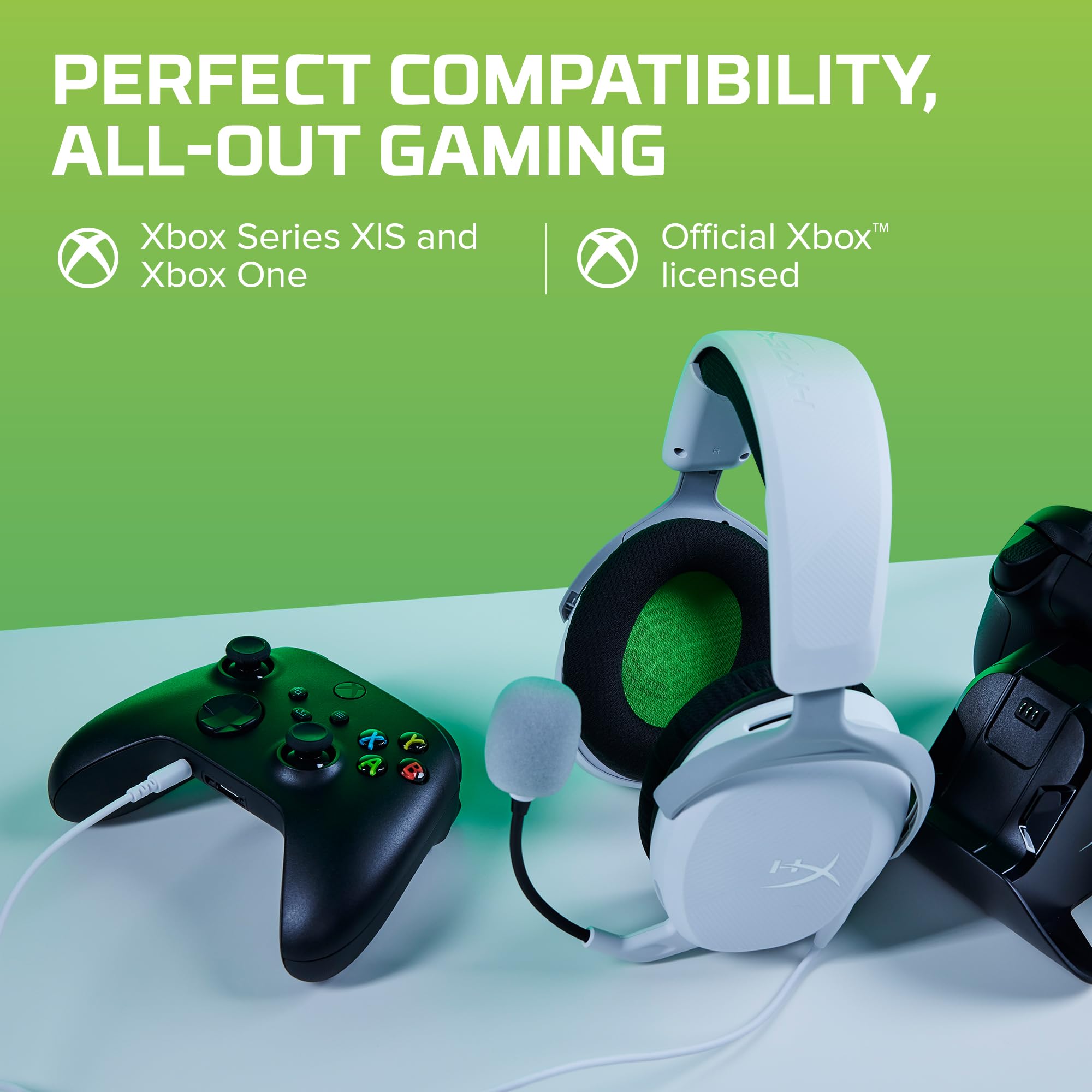 HyperX CloudX Stinger 2 Core - Wireless Gaming Headset for Xbox Series X|S & PC, Lightweight Over-Ear Headphones with Noise-Canceling Mic, Swivel-to-Mute, 40mm Drivers - White - Perfect for Competitive Gaming & Online Chat