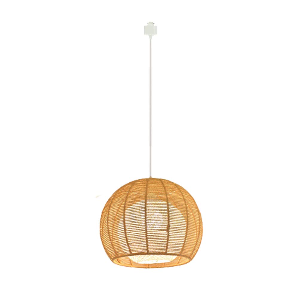ANYE H-Type Track Light with 3.2ft White Cord - Retro E26 Lamp Socket - Linen Rattan Double Lampshade Pendant Light for Bedroom, Restaurant, Bar - Perfect for Ambient Lighting & Vintage Decor (Bulbs & Track Not Included)